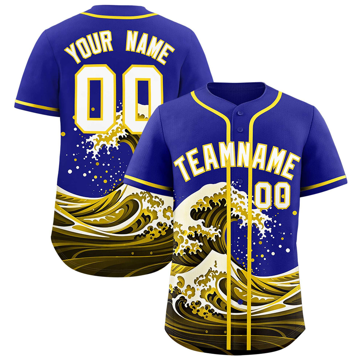 Custom Royal Wave Graffiti Pattern Authentic Baseball Jersey| KXKSHOP