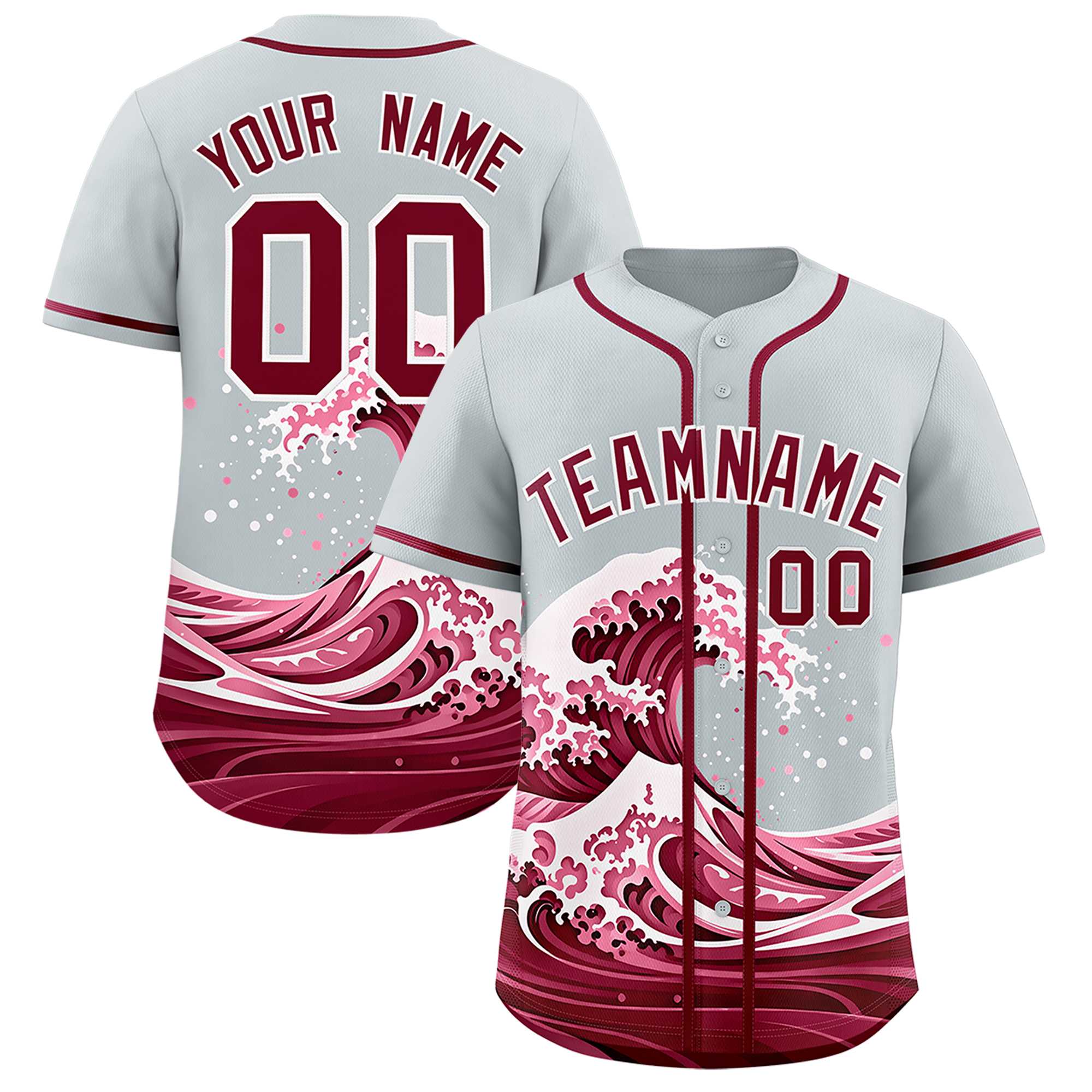Custom Silver Wave Graffiti Pattern Authentic Baseball Jersey| KXKSHOP