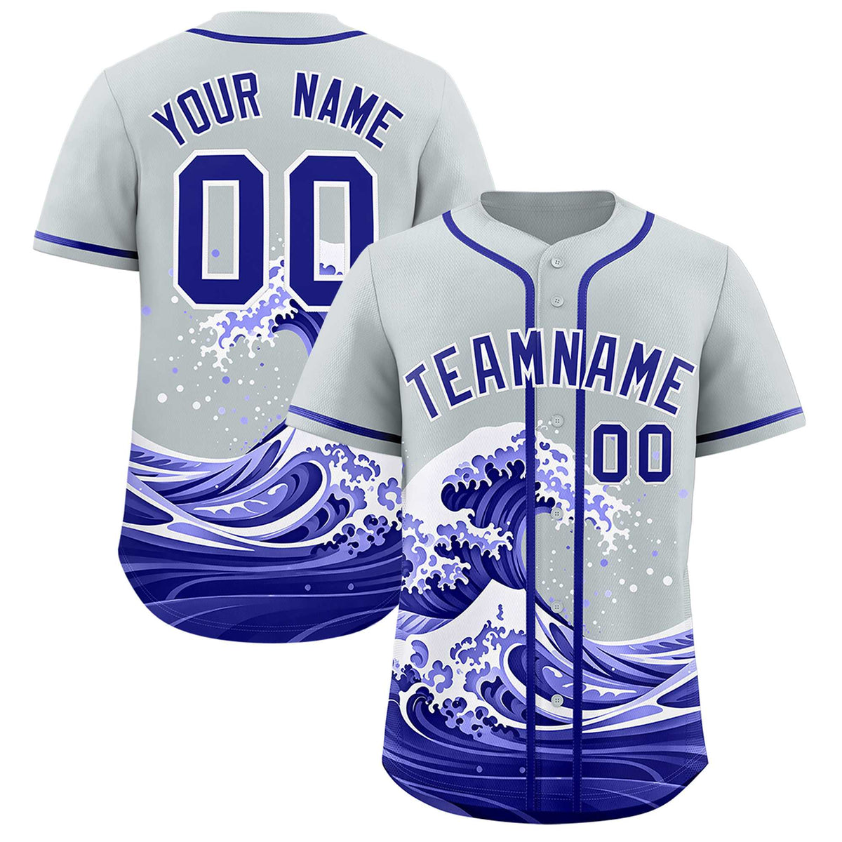 Custom Silver Wave Graffiti Pattern Authentic Baseball Jersey| KXKSHOP