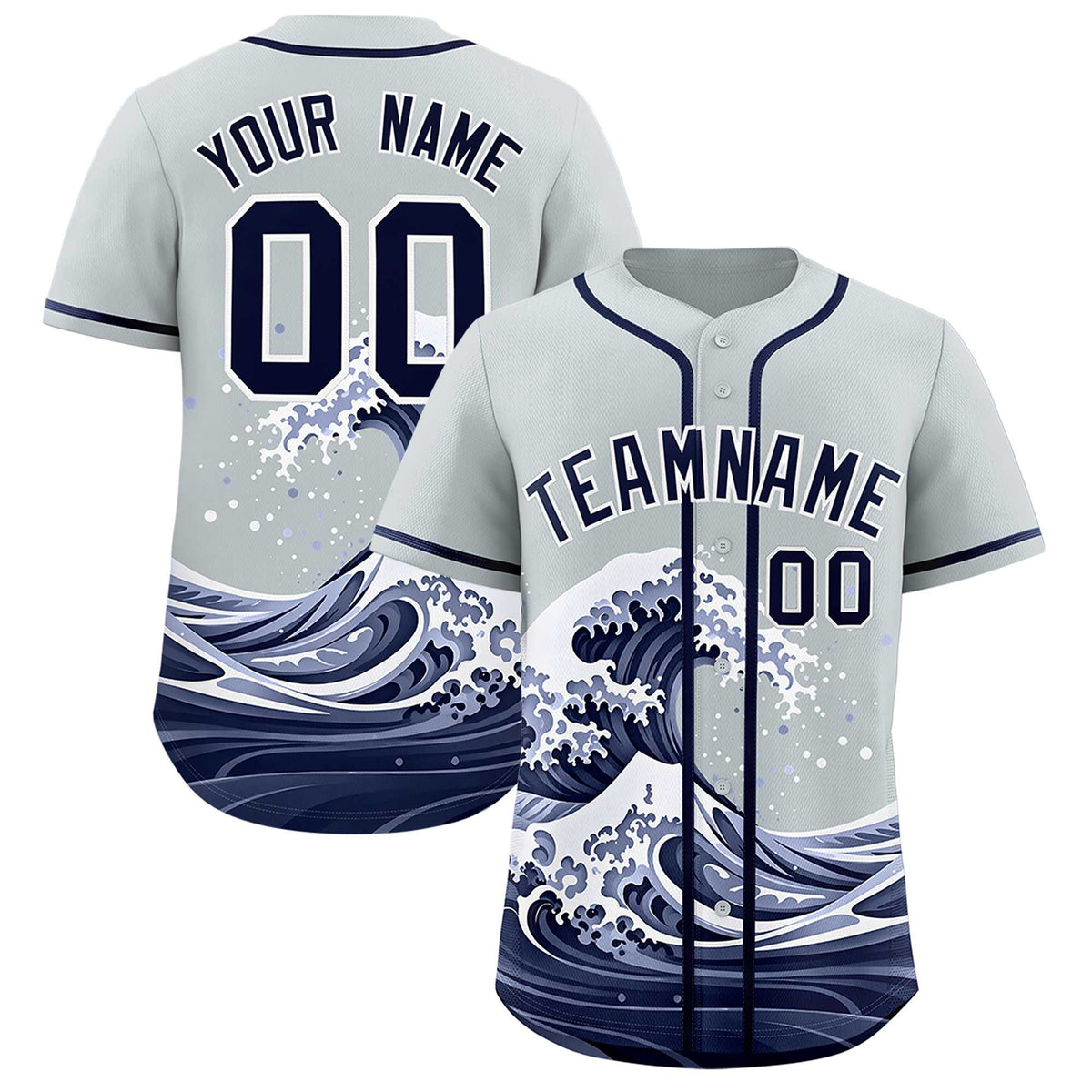 Custom Silver Wave Graffiti Pattern Authentic Baseball Jersey| KXKSHOP
