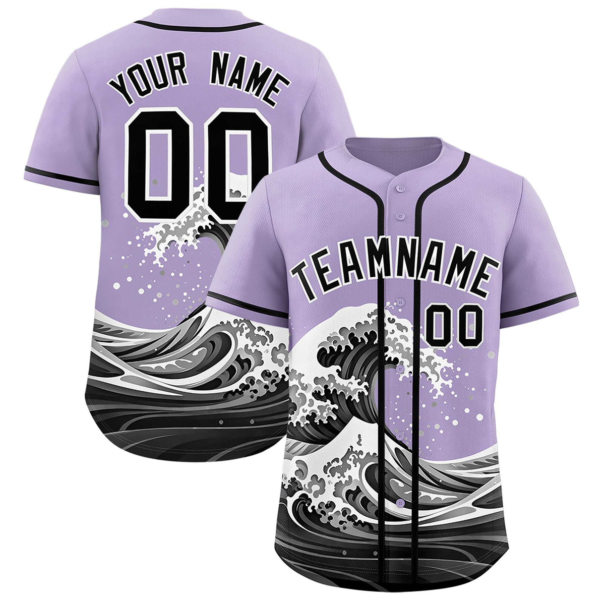 Custom Light Purple Wave Graffiti Pattern Authentic Baseball Jersey| KXKSHOP