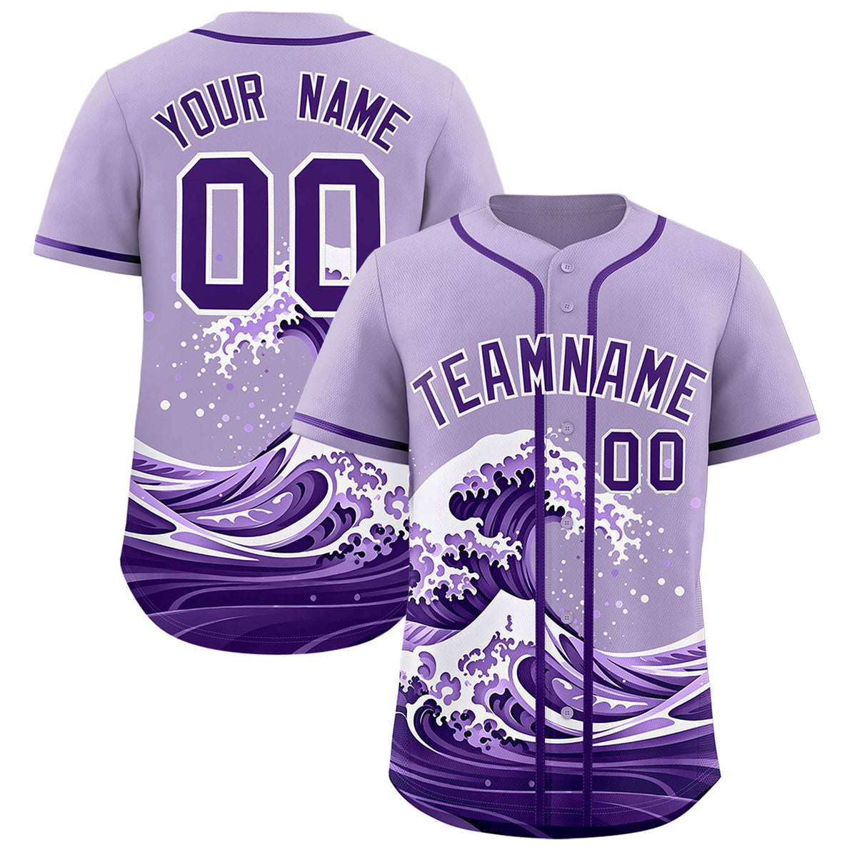 Custom Light Purple Wave Graffiti Pattern Authentic Baseball Jersey| KXKSHOP