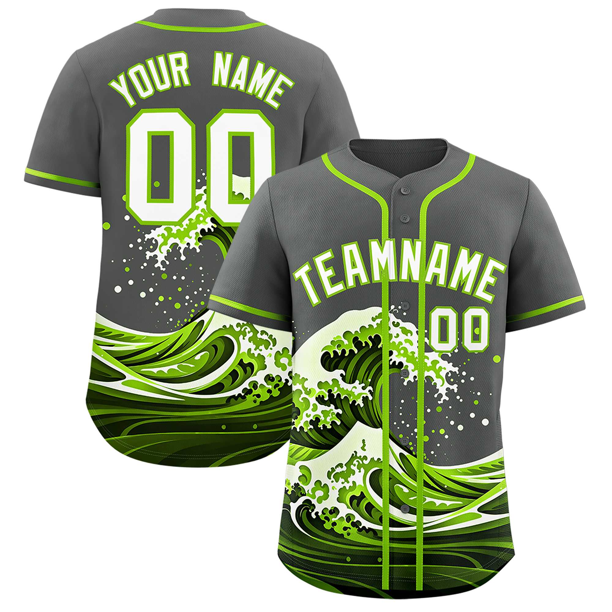 Custom Gray Wave Graffiti Pattern Authentic Baseball Jersey| KXKSHOP