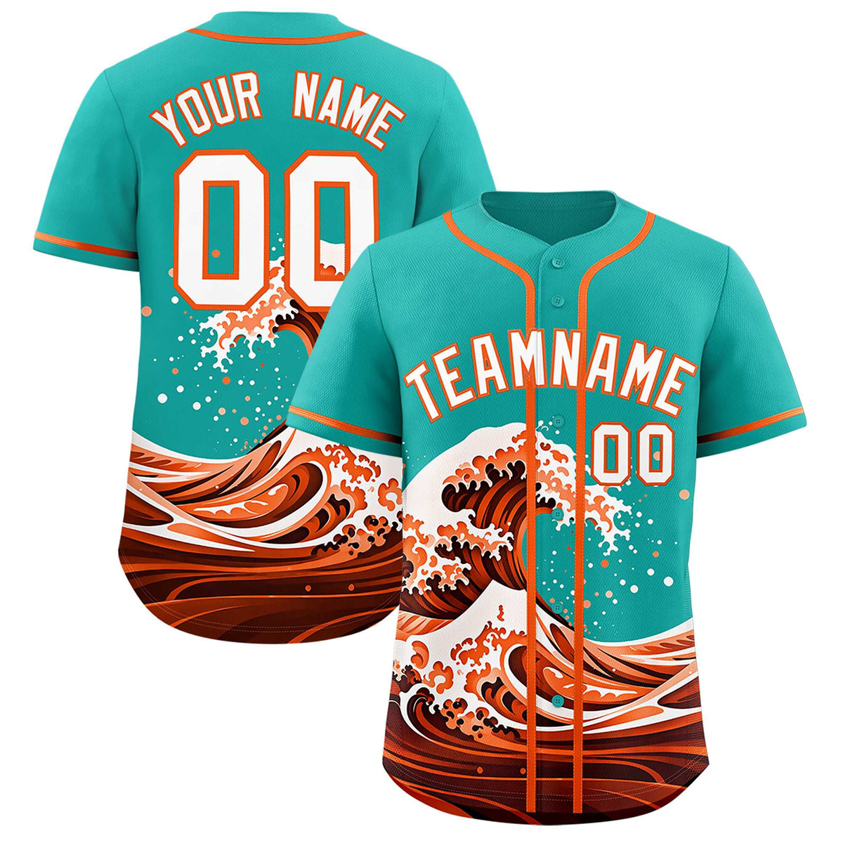 Custom Aqua Wave Graffiti Pattern Authentic Baseball Jersey| KXKSHOP