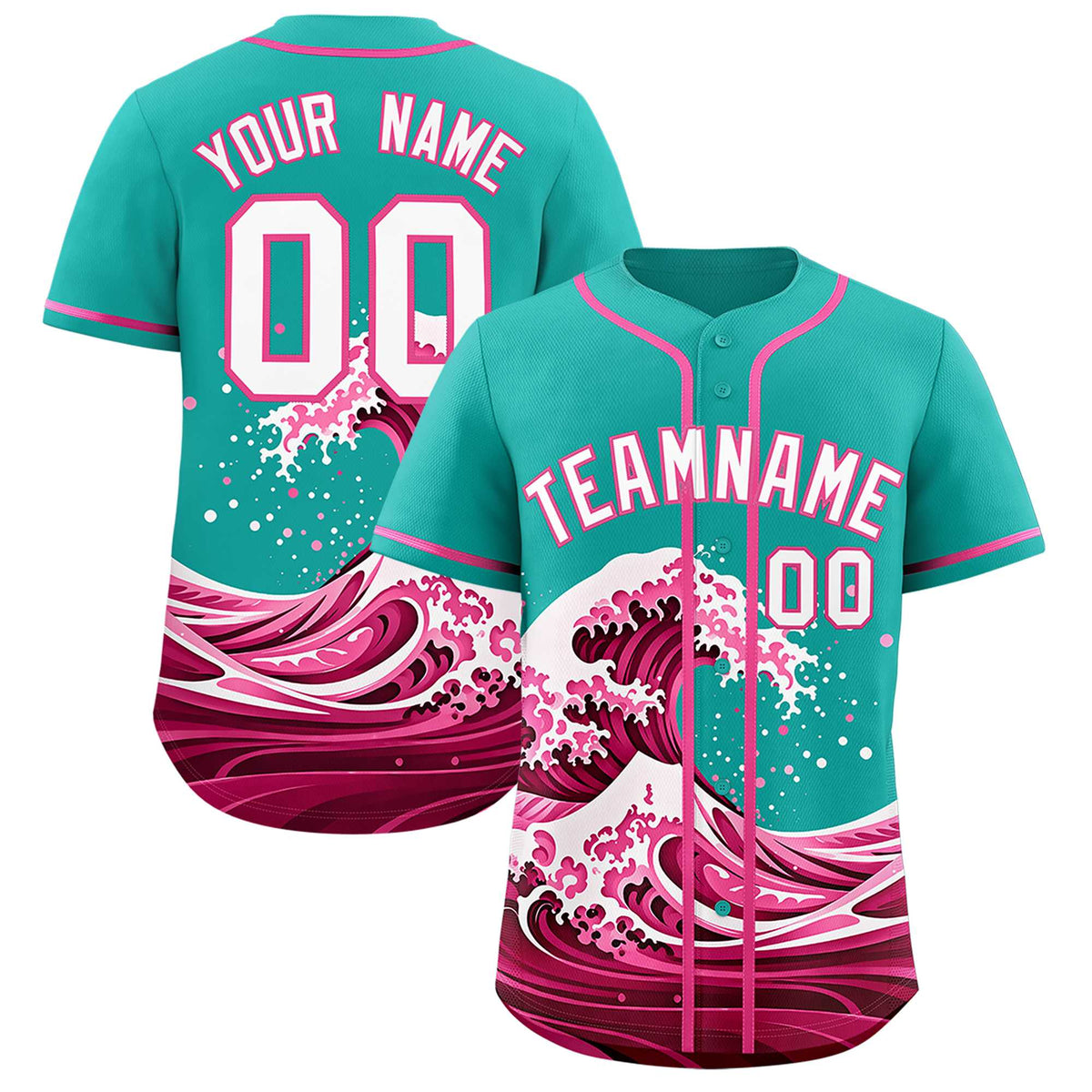 Custom Aqua Wave Graffiti Pattern Authentic Baseball Jersey| KXKSHOP