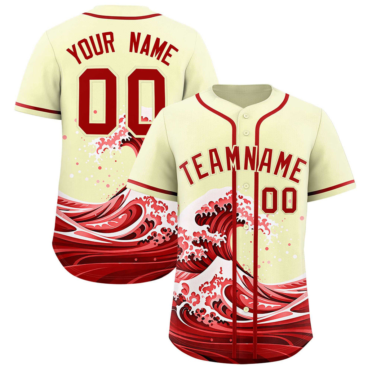 Custom Cream Wave Graffiti Pattern Authentic Baseball Jersey| KXKSHOP