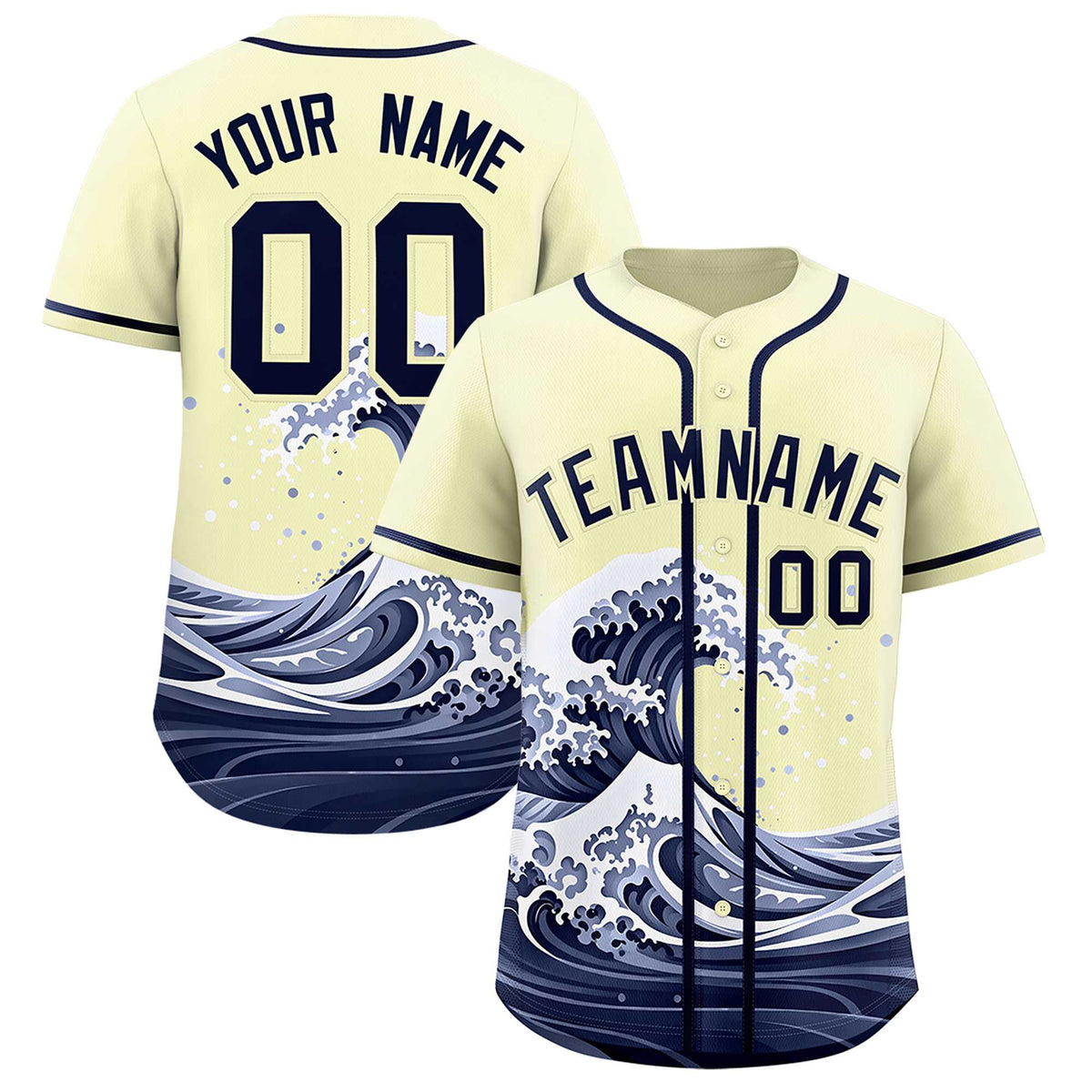 Custom Cream Wave Graffiti Pattern Authentic Baseball Jersey| KXKSHOP