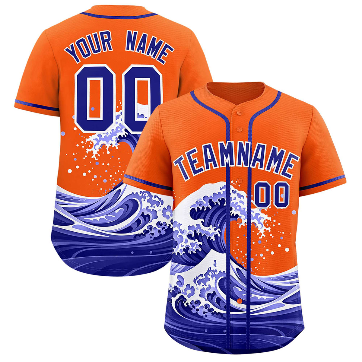 Custom Orange Wave Graffiti Pattern Authentic Baseball Jersey| KXKSHOP