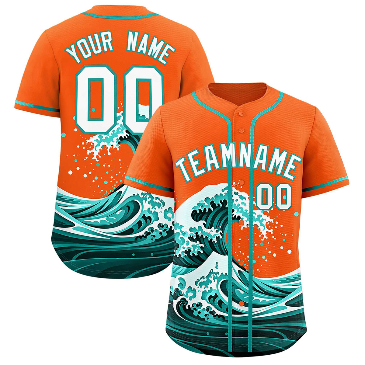 Custom Orange Wave Graffiti Pattern Authentic Baseball Jersey| KXKSHOP