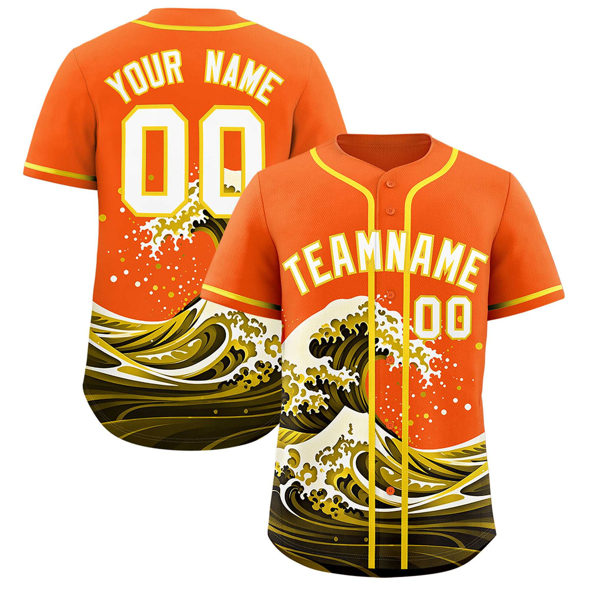 Custom Orange Wave Graffiti Pattern Authentic Baseball Jersey| KXKSHOP