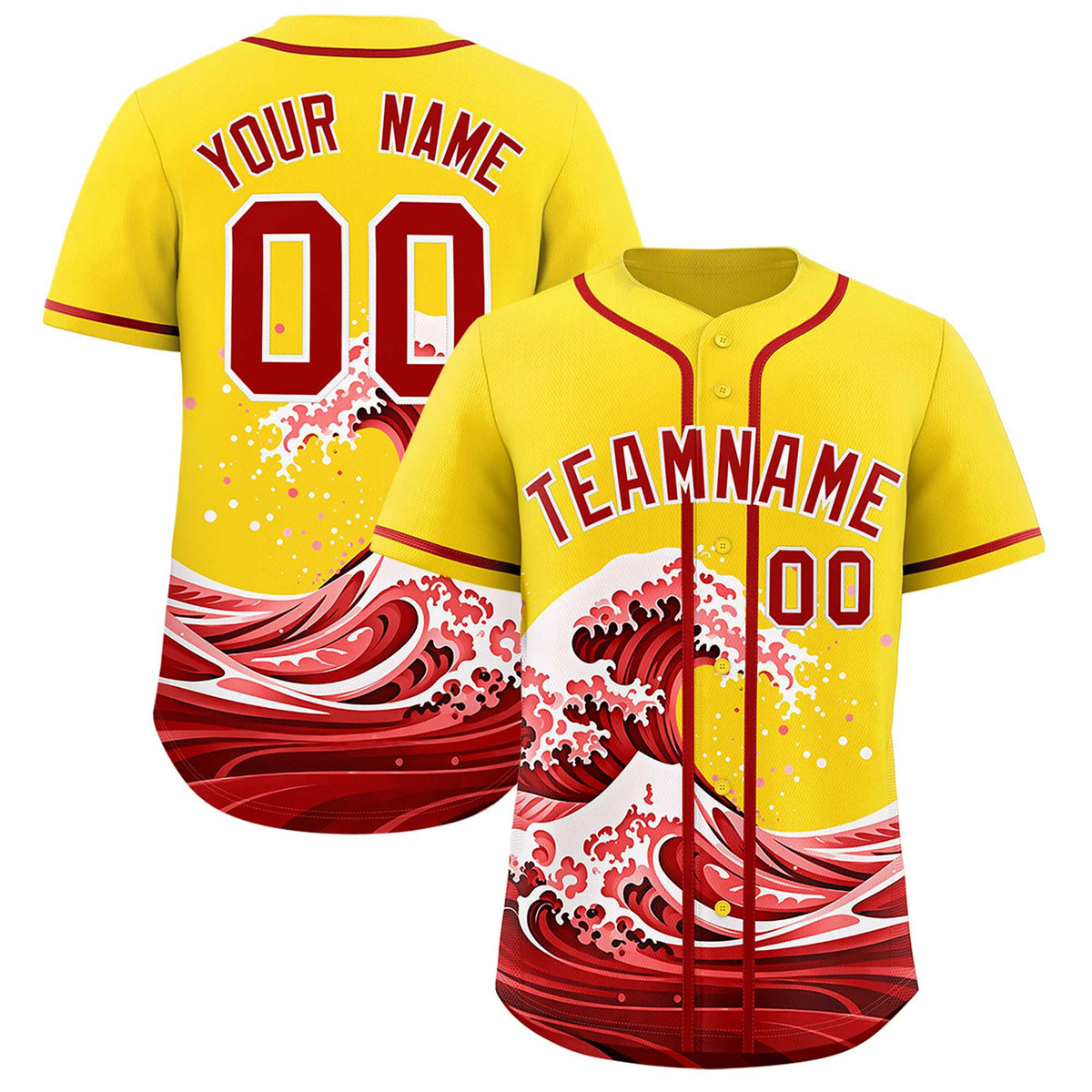Custom Gold Wave Graffiti Pattern Authentic Baseball Jersey| KXKSHOP