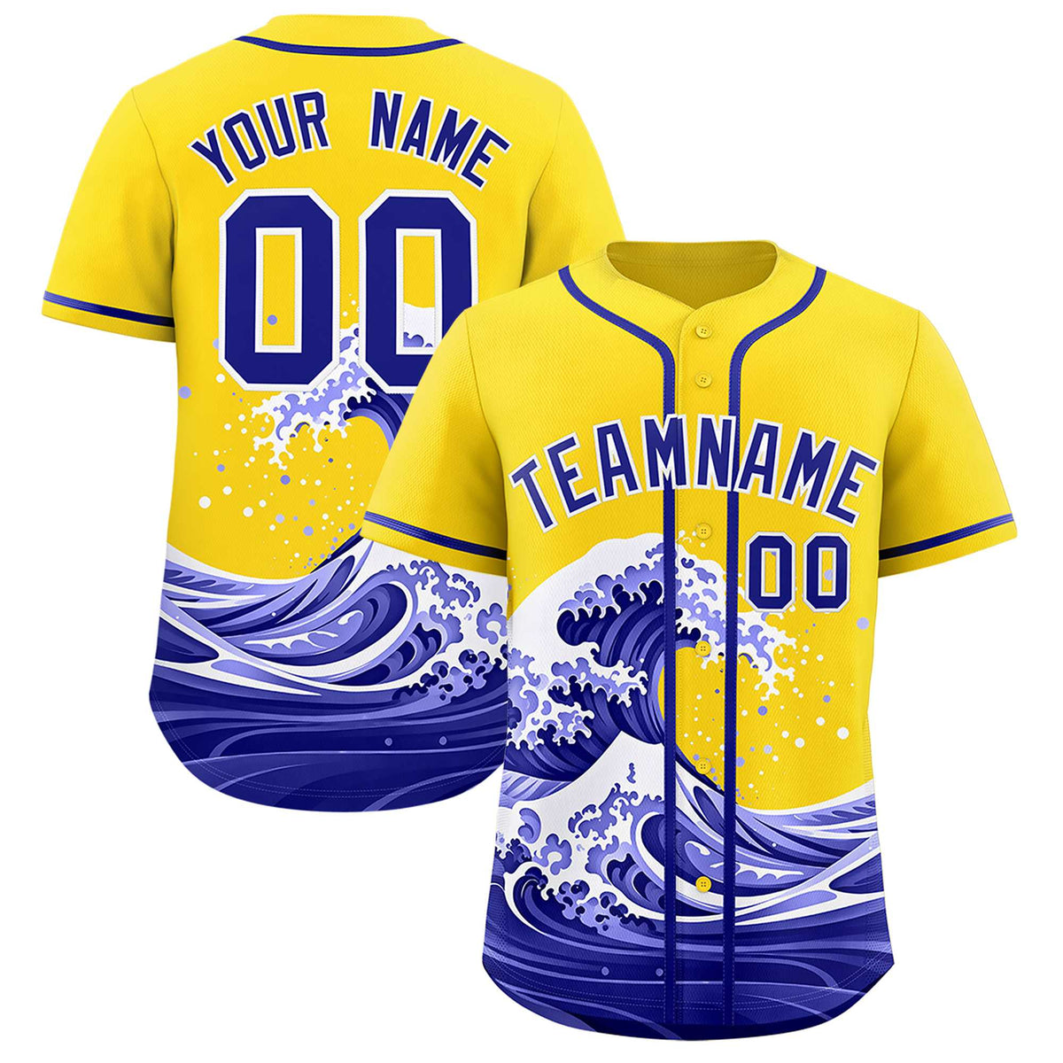 Custom Gold Wave Graffiti Pattern Authentic Baseball Jersey| KXKSHOP