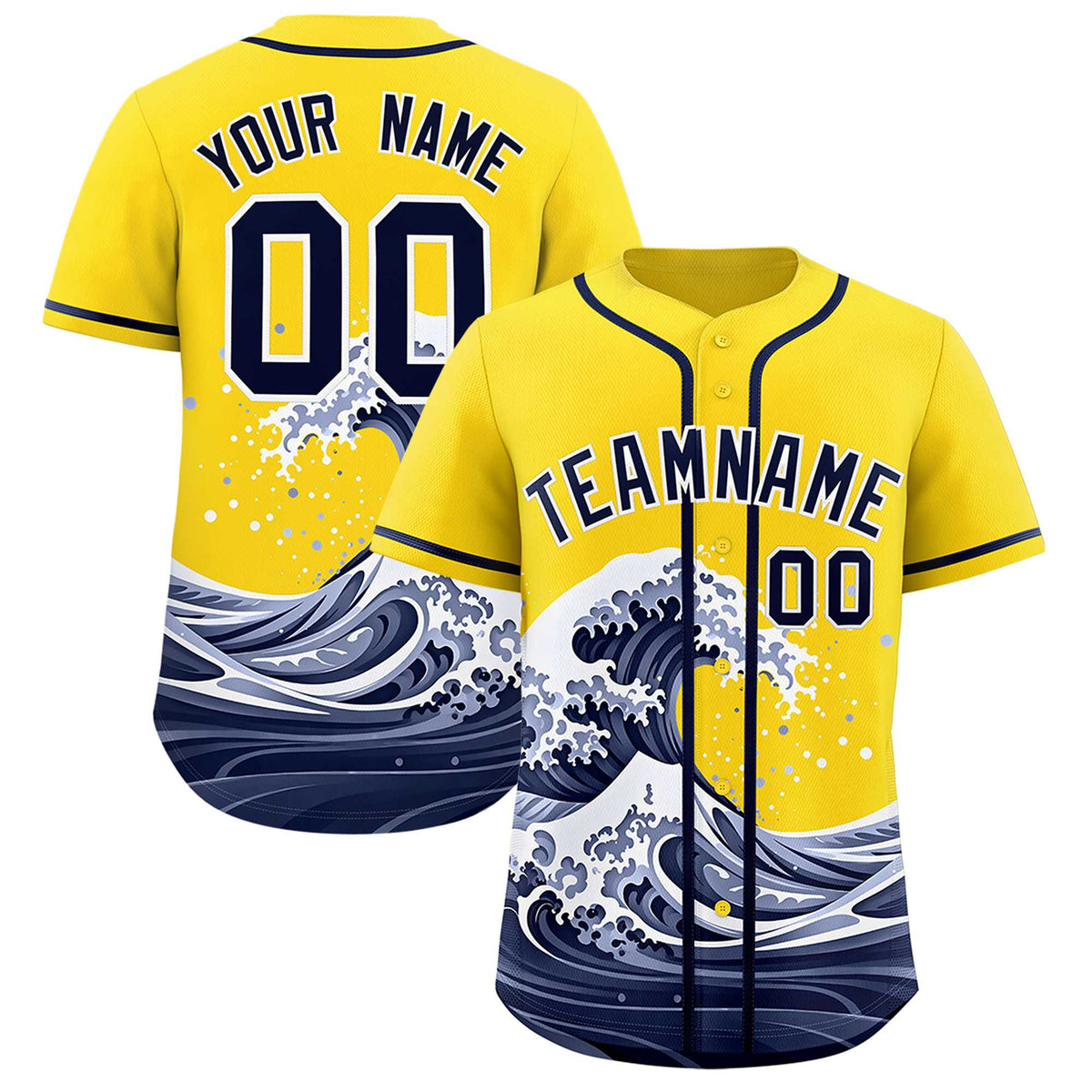 Custom Gold Wave Graffiti Pattern Authentic Baseball Jersey| KXKSHOP