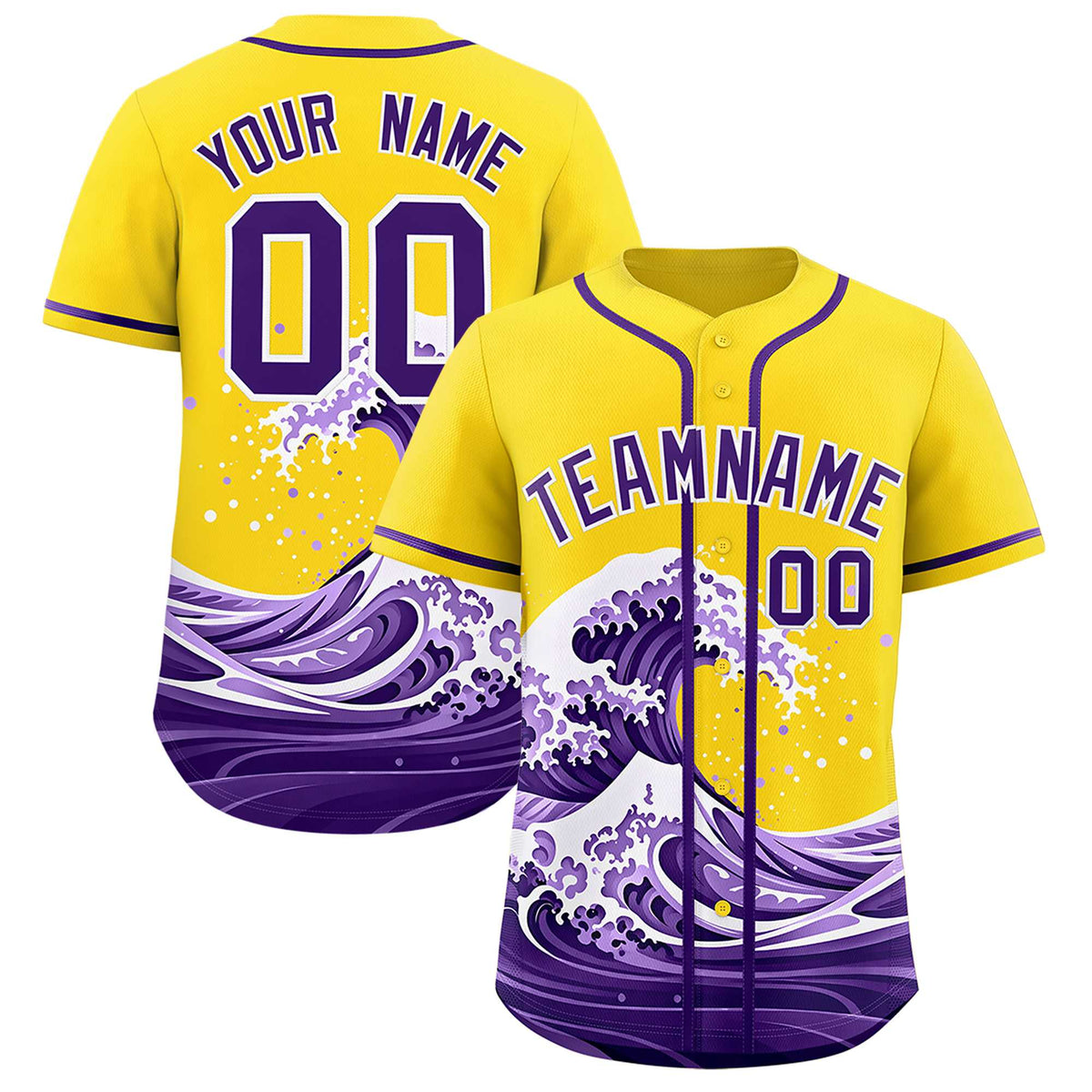 Custom Gold Wave Graffiti Pattern Authentic Baseball Jersey| KXKSHOP