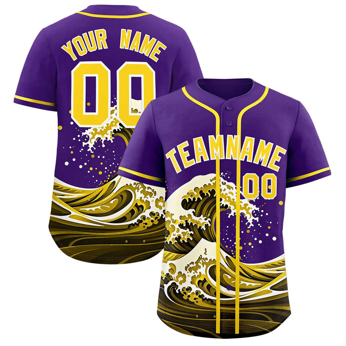 Custom Purple Wave Graffiti Pattern Authentic Baseball Jersey| KXKSHOP