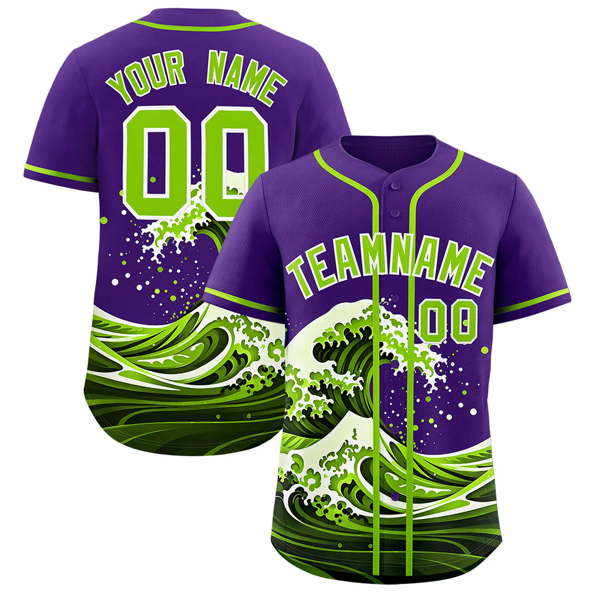 Custom Purple Wave Graffiti Pattern Authentic Baseball Jersey| KXKSHOP