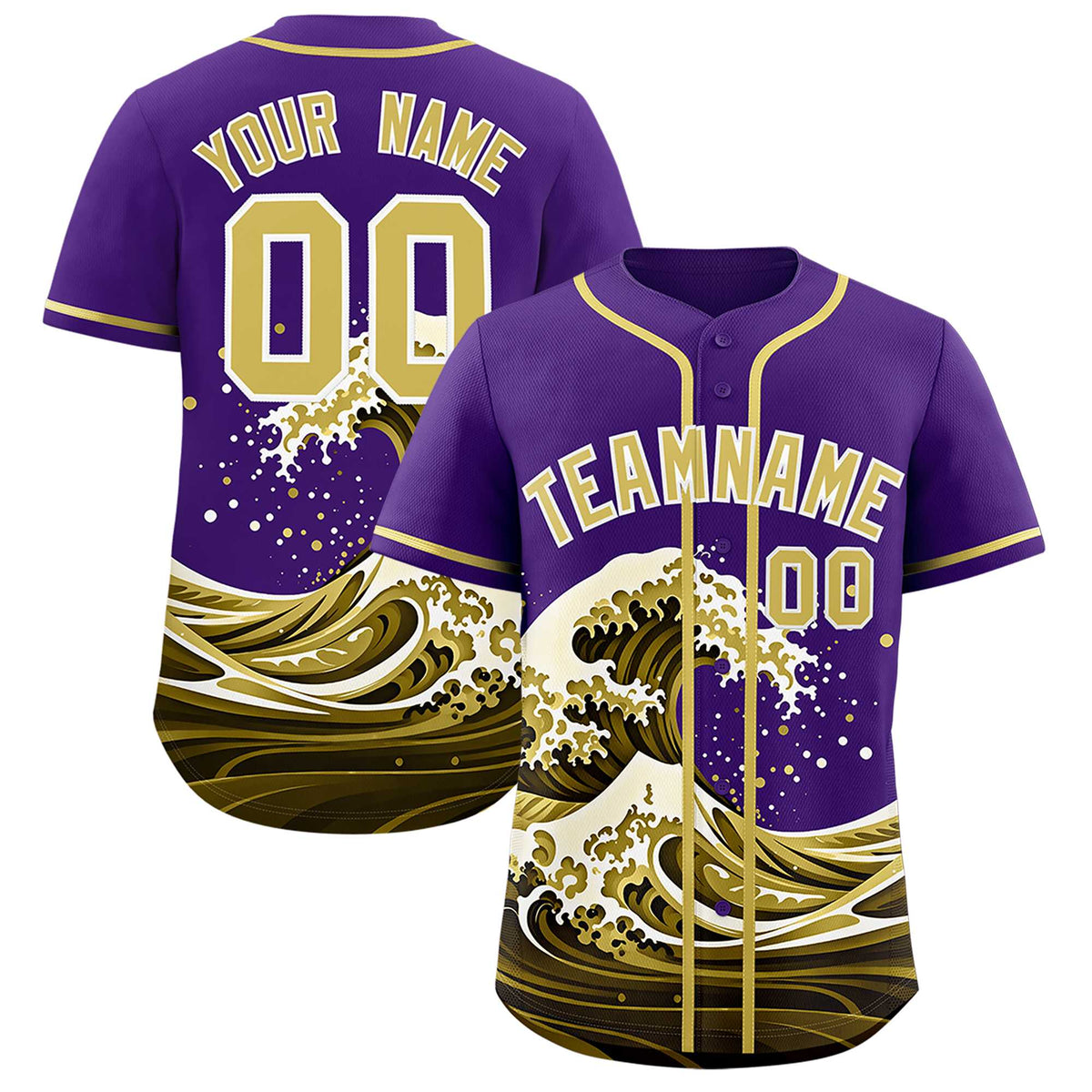 Custom Purple Wave Graffiti Pattern Authentic Baseball Jersey| KXKSHOP