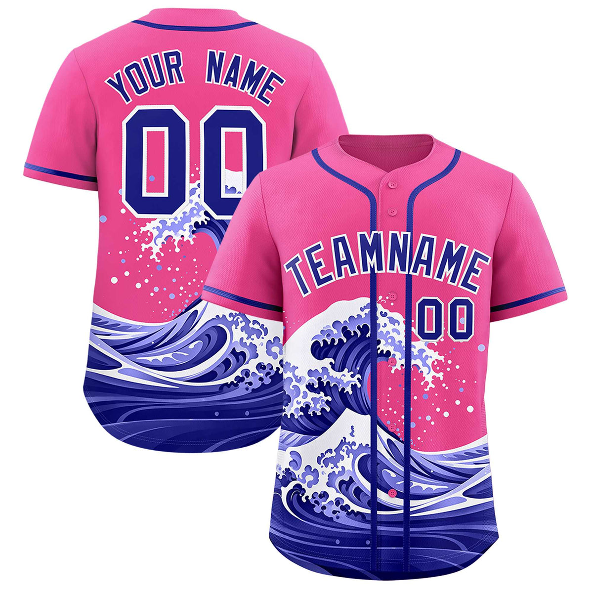 Custom Pink Wave Graffiti Pattern Authentic Baseball Jersey| KXKSHOP