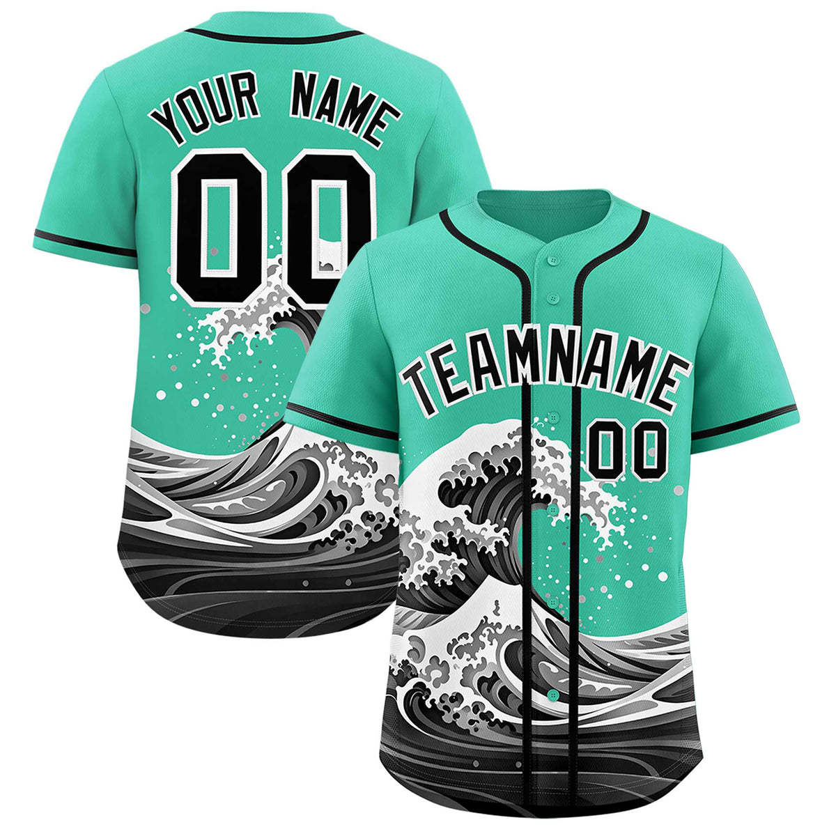 Custom Bright Green Wave Graffiti Pattern Authentic Baseball Jersey| KXKSHOP