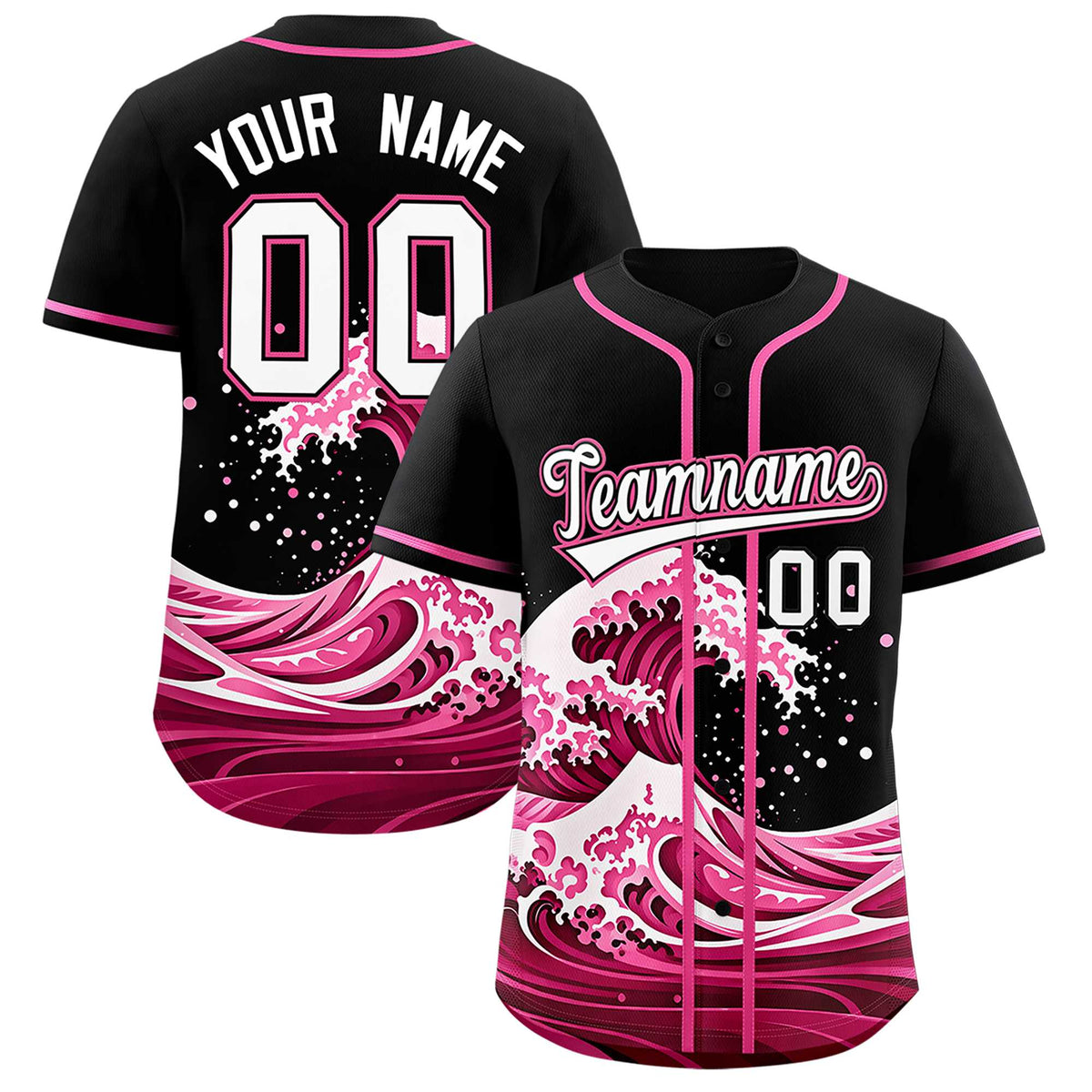 Custom Black Wave Graffiti Pattern Authentic Baseball Jersey| KXKSHOP