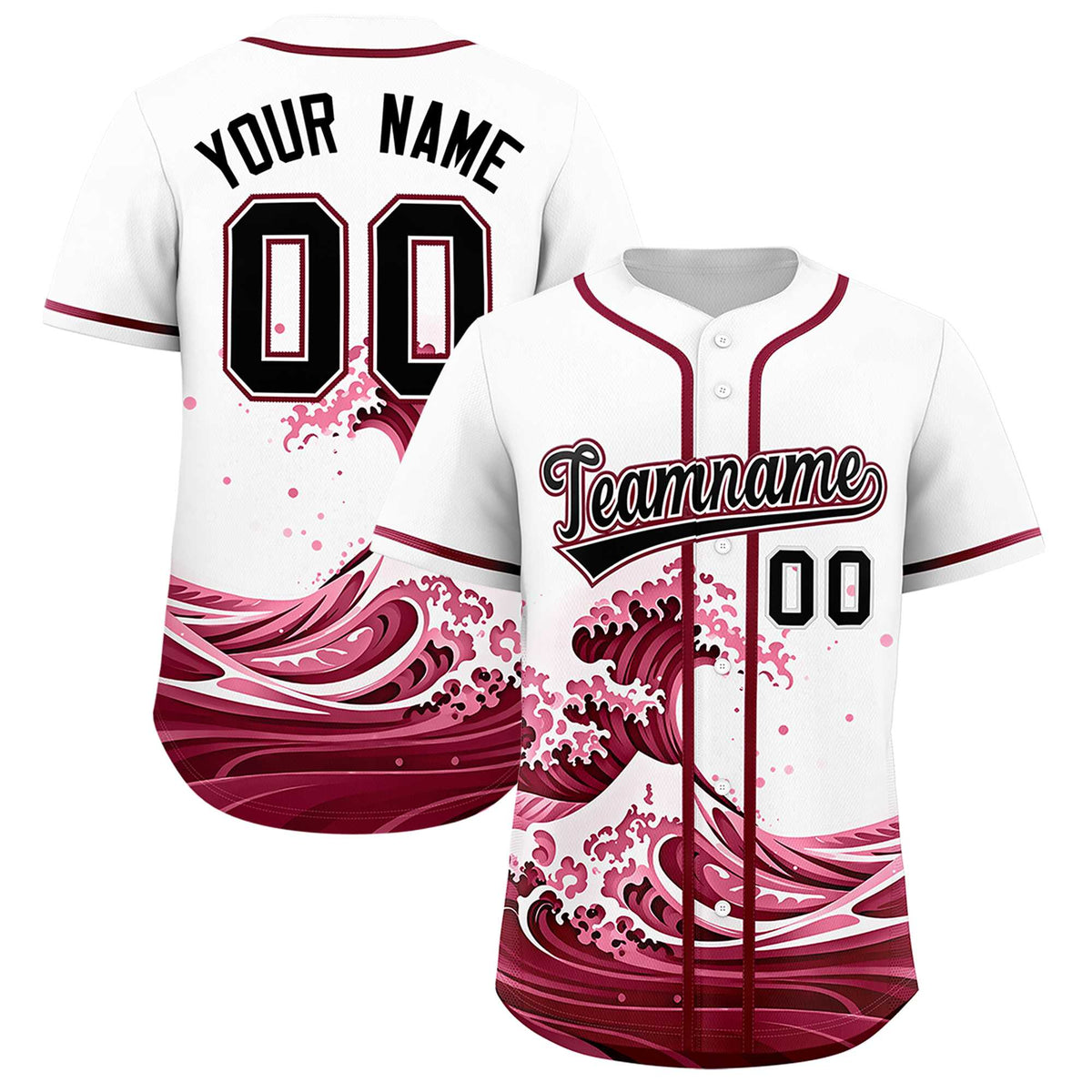 Custom White Wave Graffiti Pattern Authentic Baseball Jersey| KXKSHOP