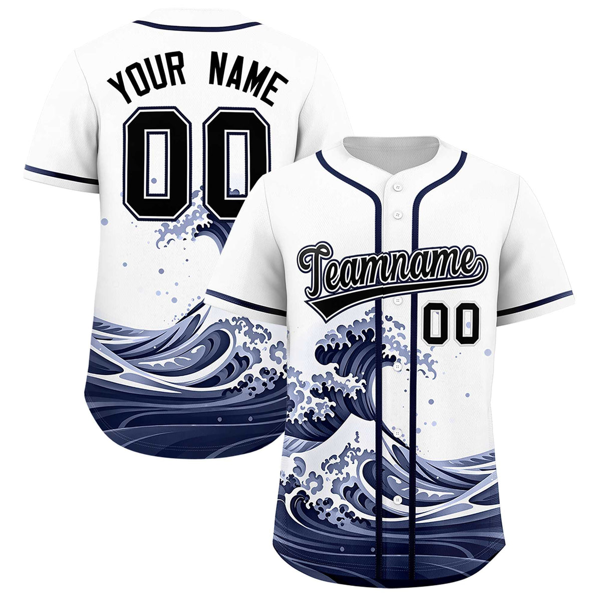 Custom White Wave Graffiti Pattern Authentic Baseball Jersey| KXKSHOP