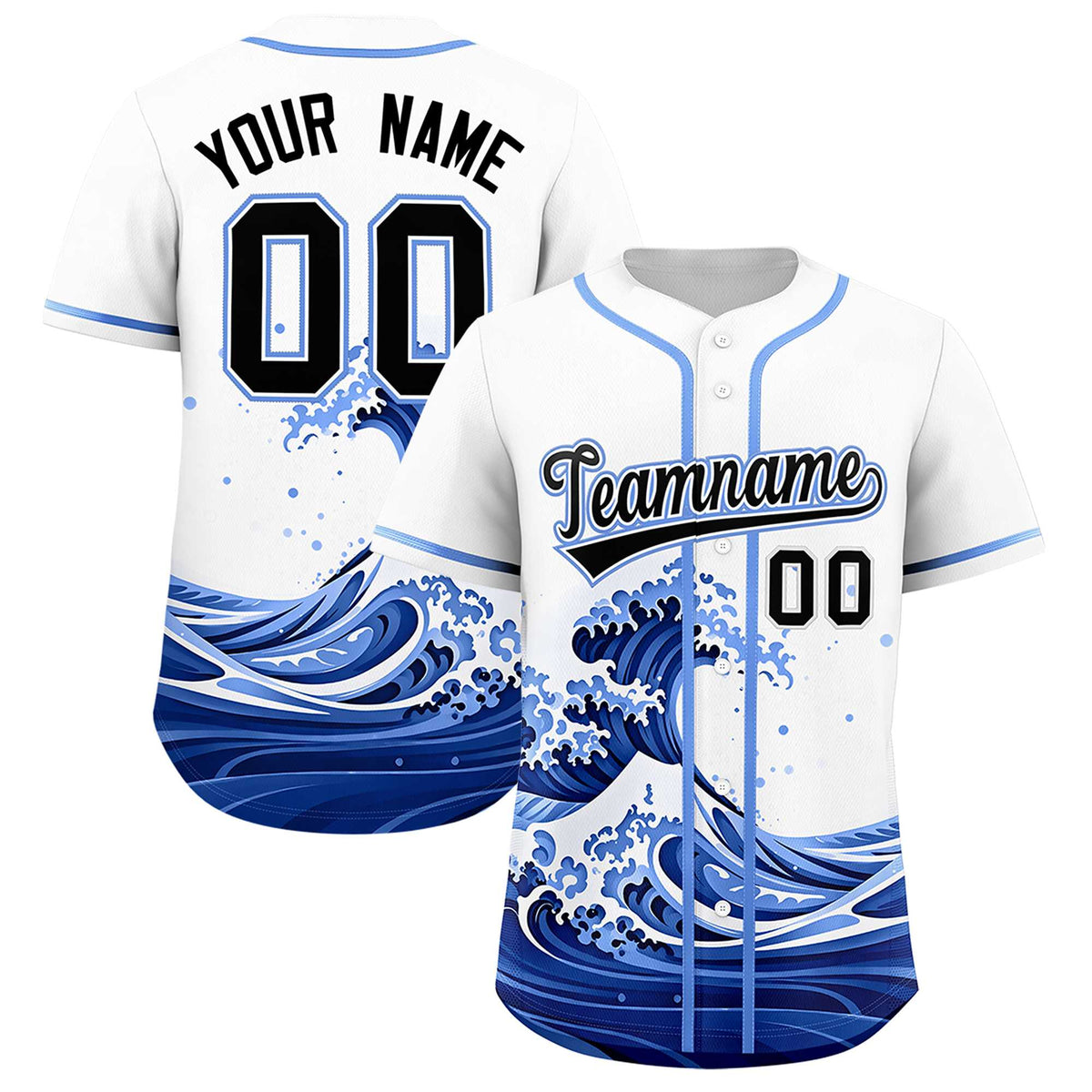 Custom White Wave Graffiti Pattern Authentic Baseball Jersey| KXKSHOP
