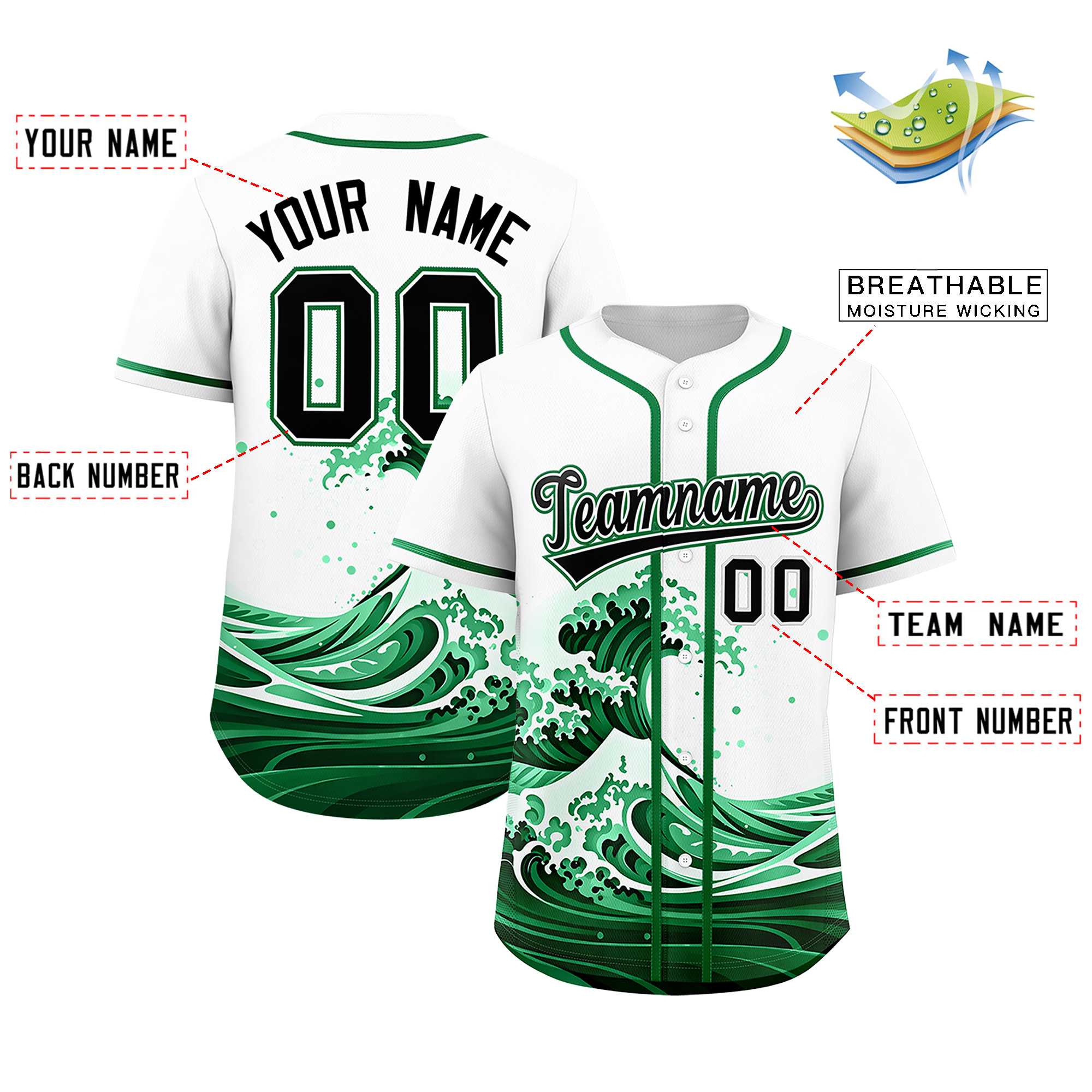 Custom White Wave Graffiti Pattern Authentic Baseball Jersey | KXKSHOP