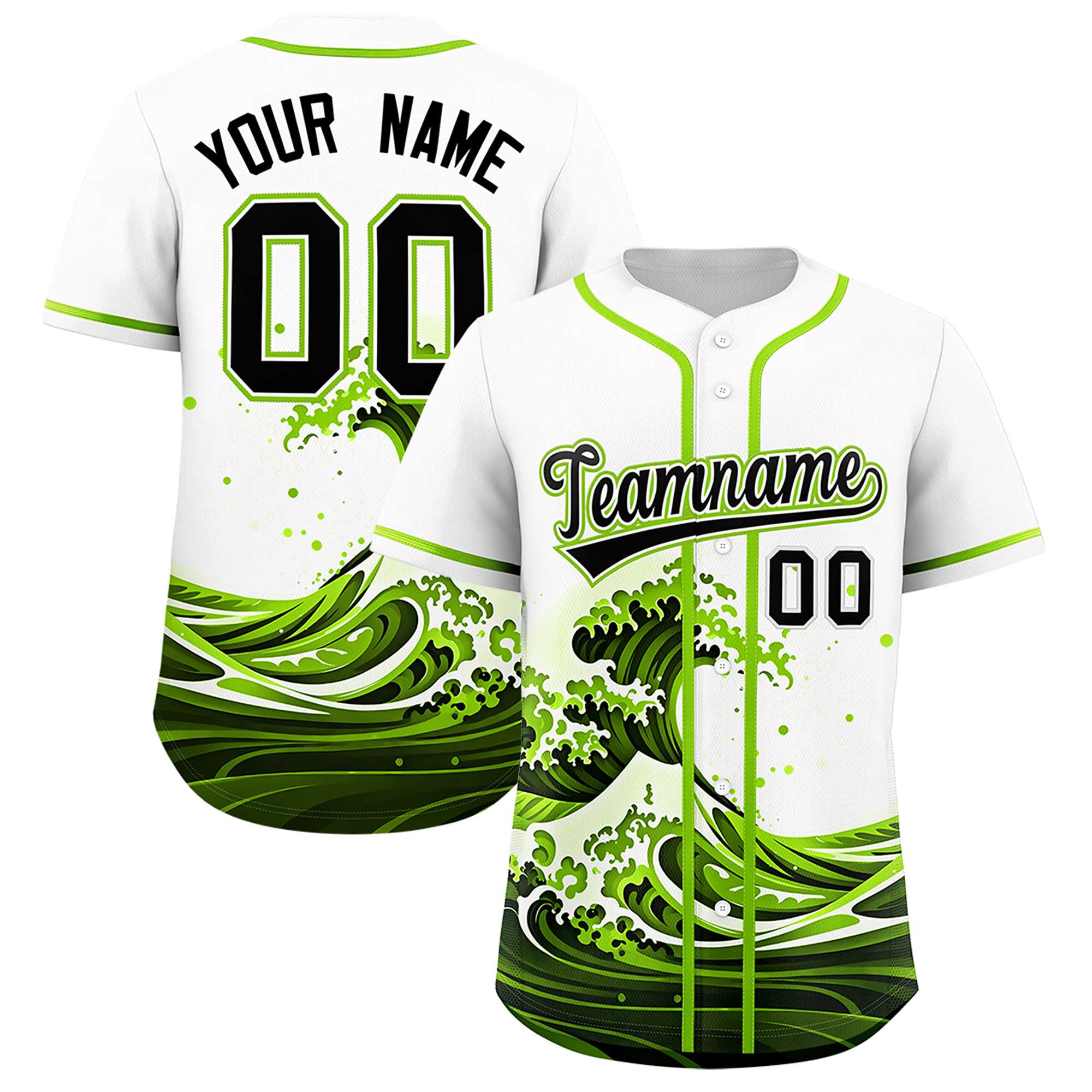 Custom White Wave Graffiti Pattern Authentic Baseball Jersey | KXKSHOP