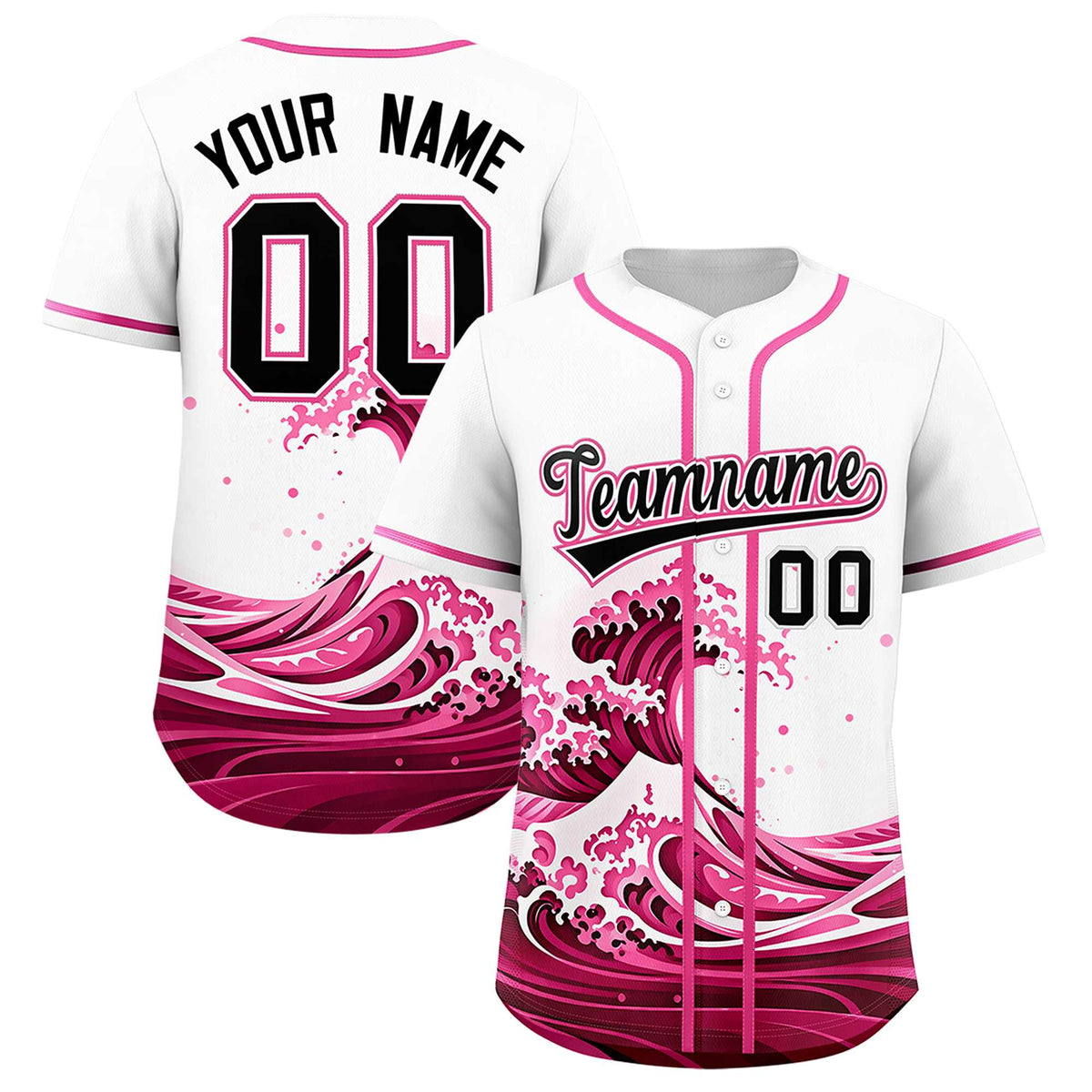 Custom White Wave Graffiti Pattern Authentic Baseball Jersey| KXKSHOP
