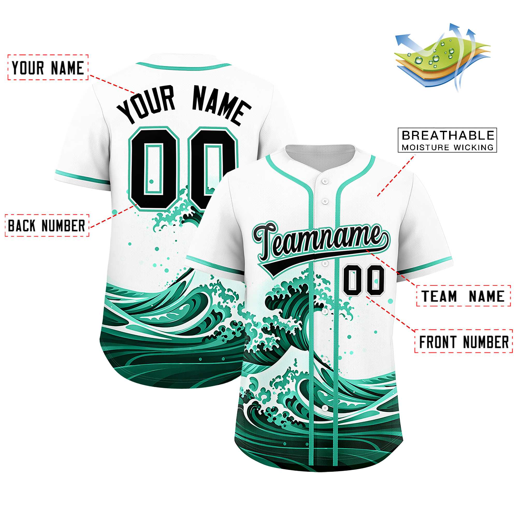 Custom White Wave Graffiti Pattern Authentic Baseball Jersey | KXKSHOP