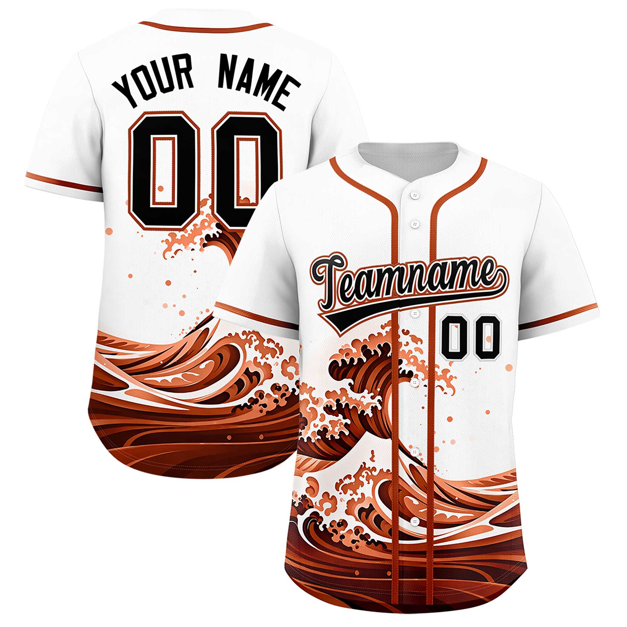 Custom White Wave Graffiti Pattern Authentic Baseball Jersey | KXKSHOP
