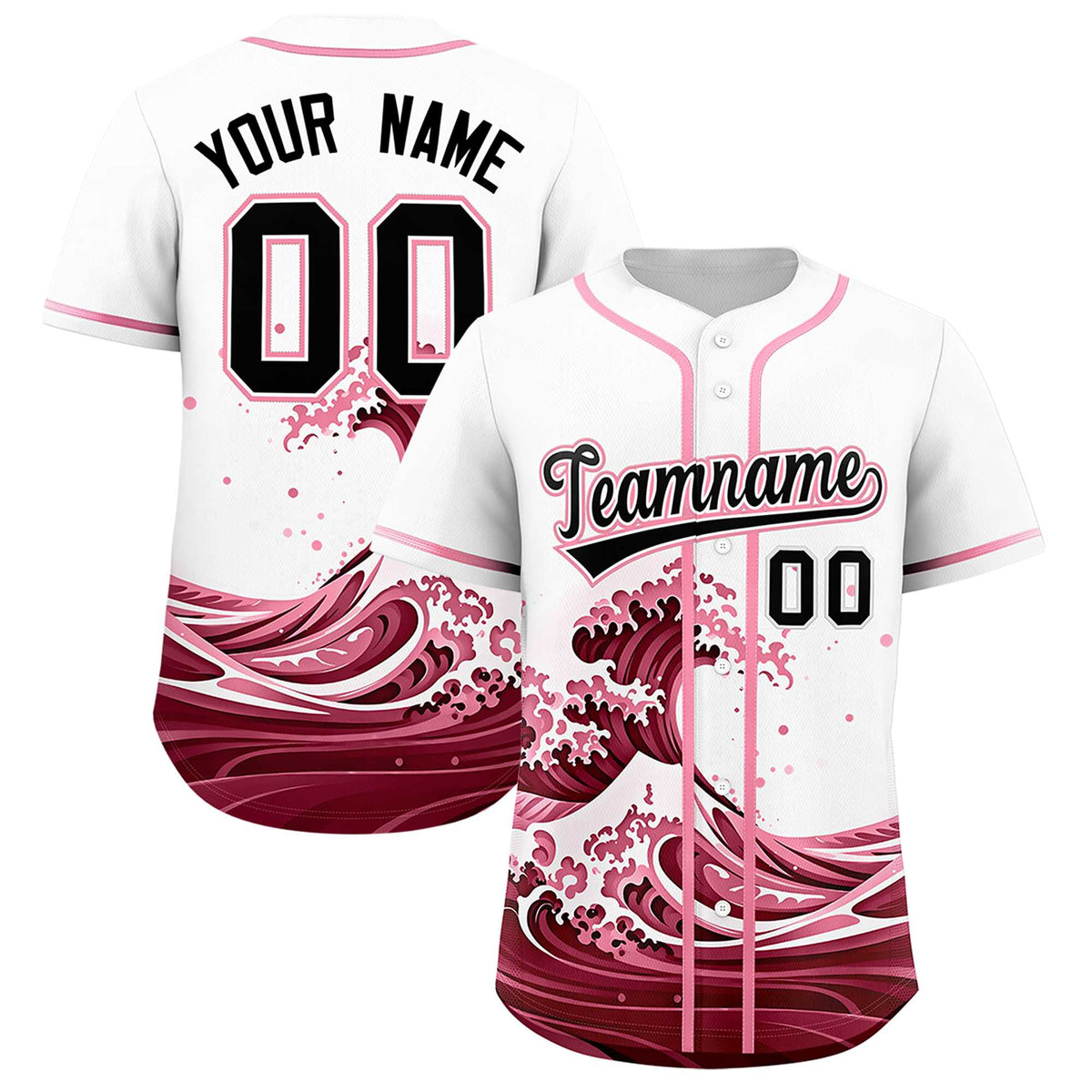 Custom White Wave Graffiti Pattern Authentic Baseball Jersey| KXKSHOP