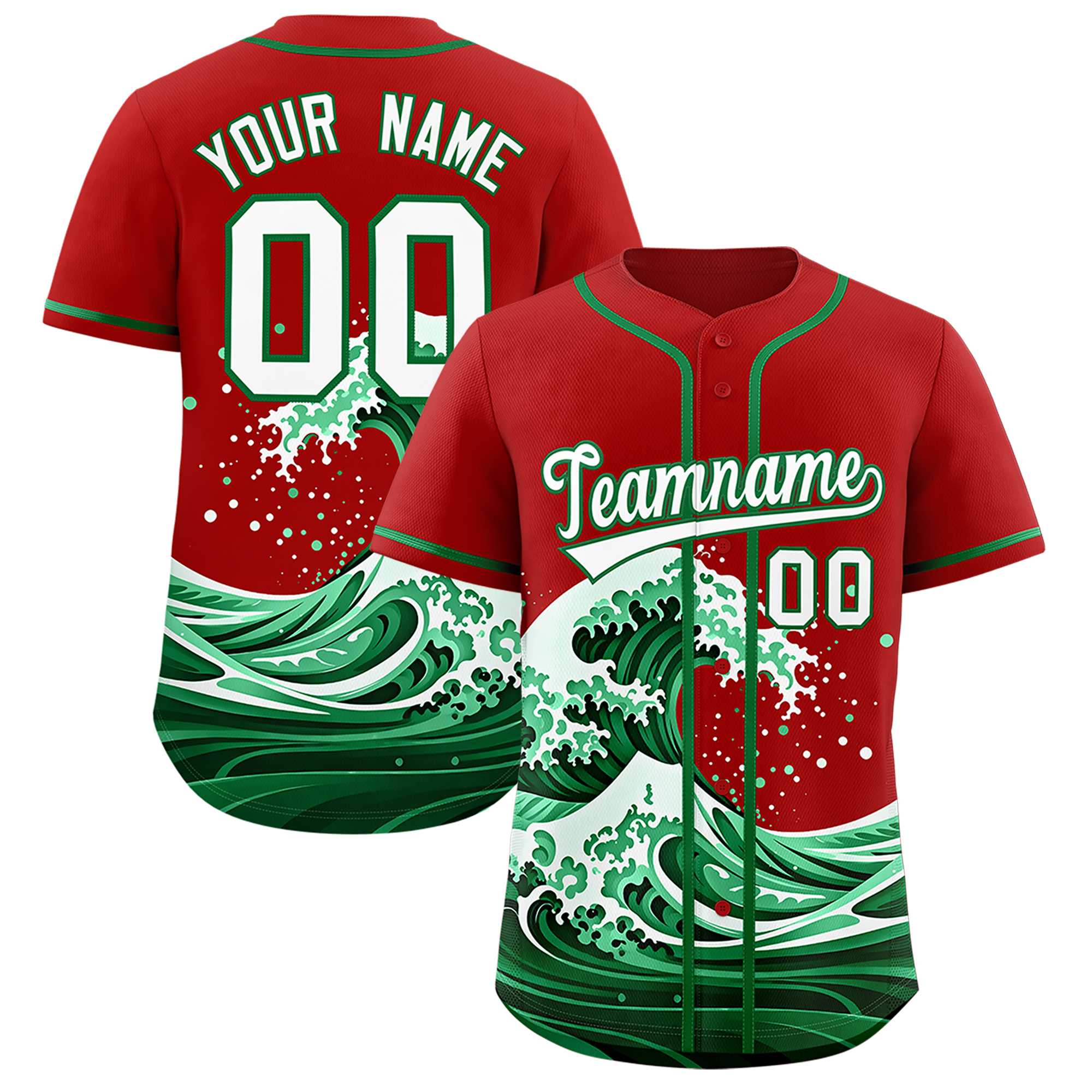 Custom Red Wave Graffiti Pattern Authentic Baseball Jersey | KXKSHOP