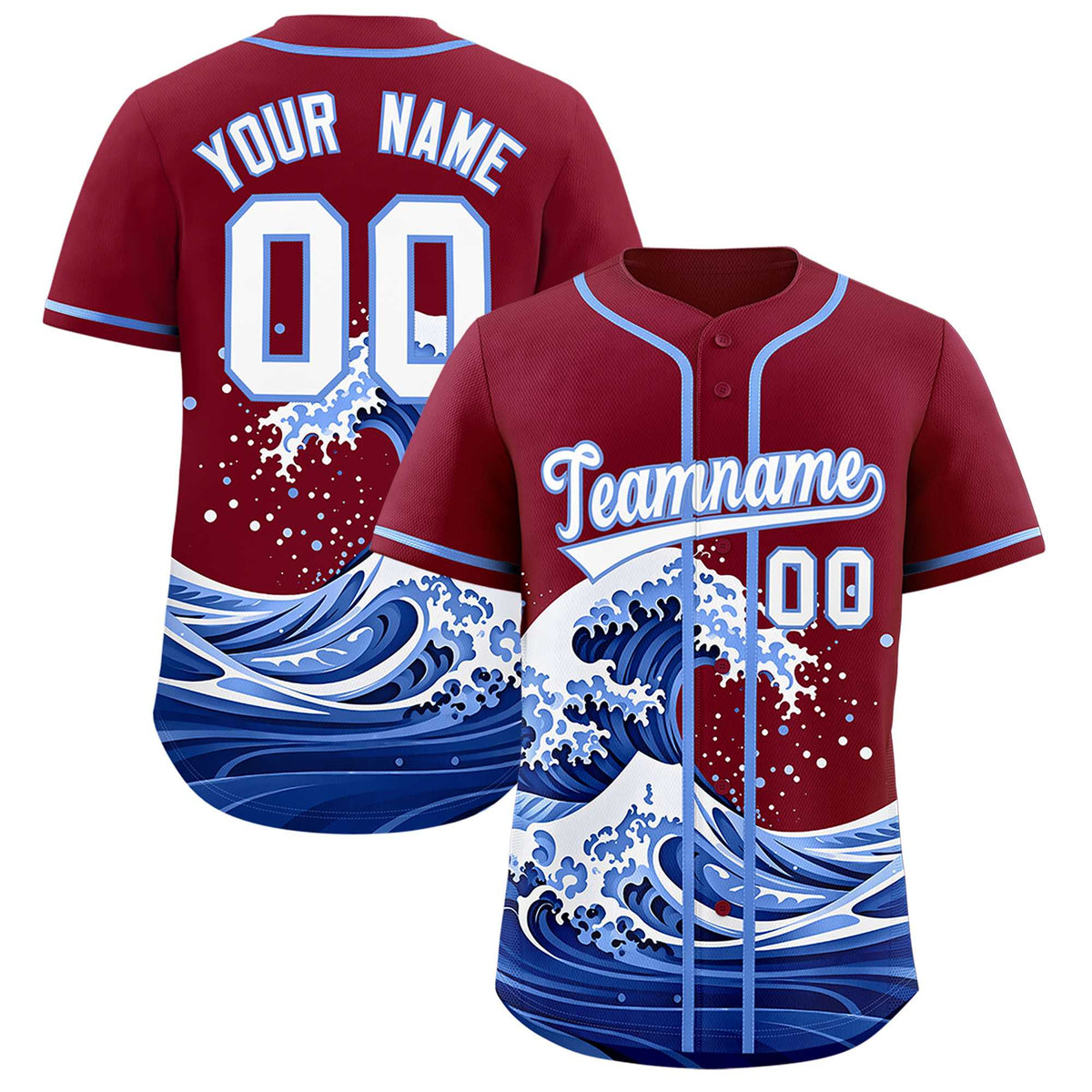 Custom Crimson Wave Graffiti Pattern Authentic Baseball Jersey| KXKSHOP