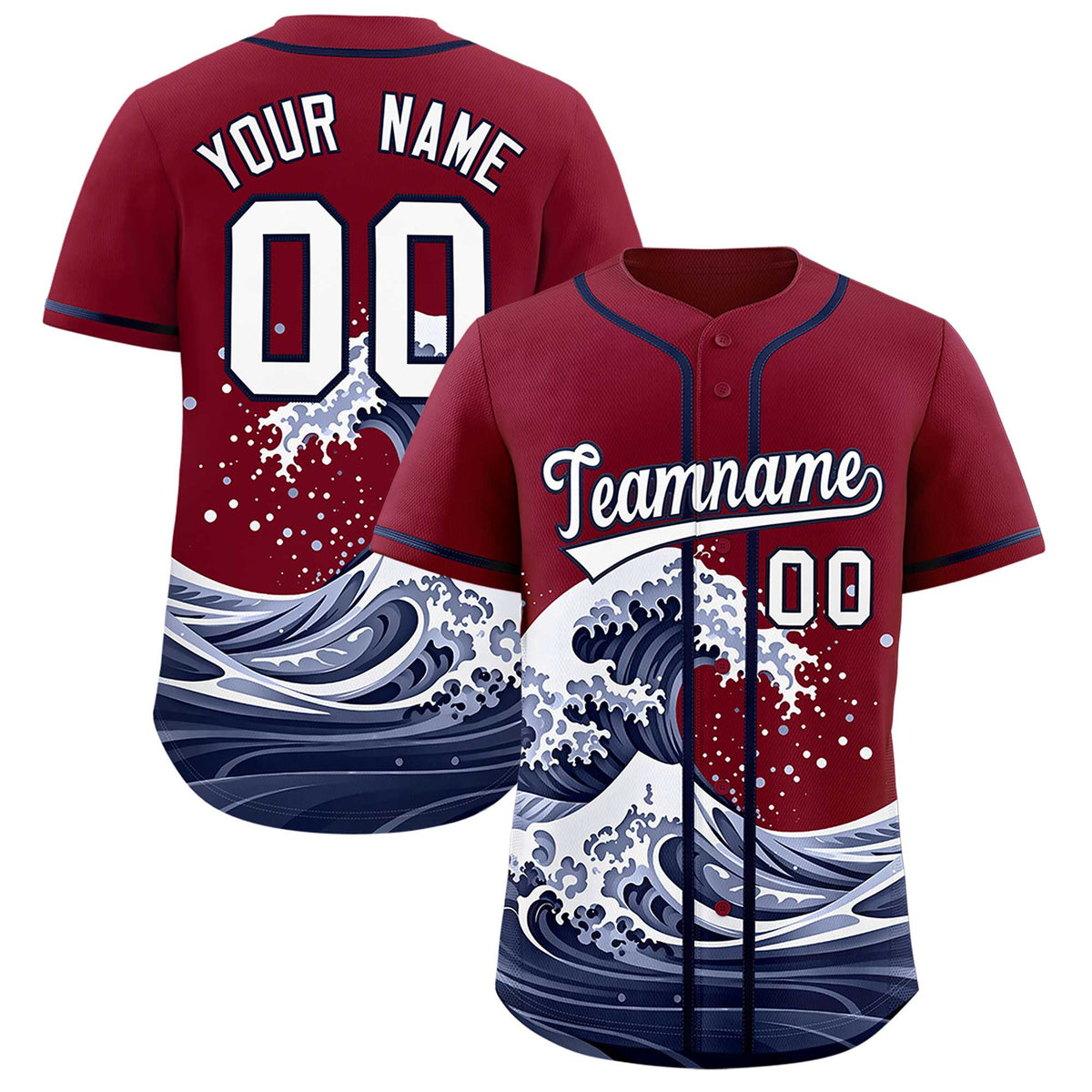 Custom Crimson Wave Graffiti Pattern Authentic Baseball Jersey| KXKSHOP