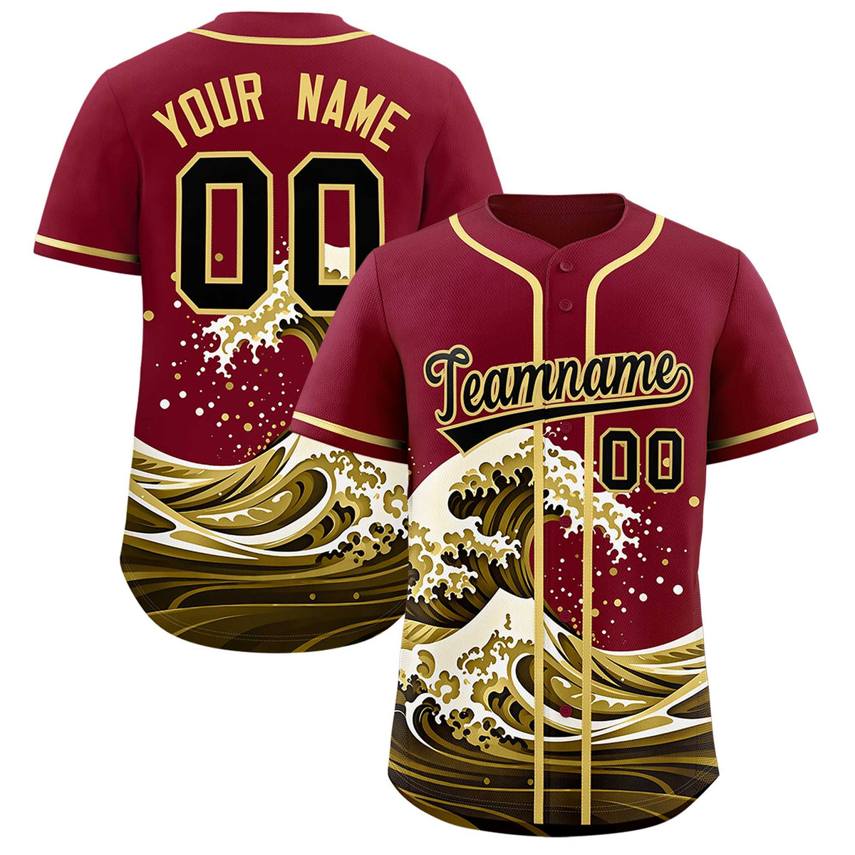 Custom Crimson Wave Graffiti Pattern Authentic Baseball Jersey| KXKSHOP