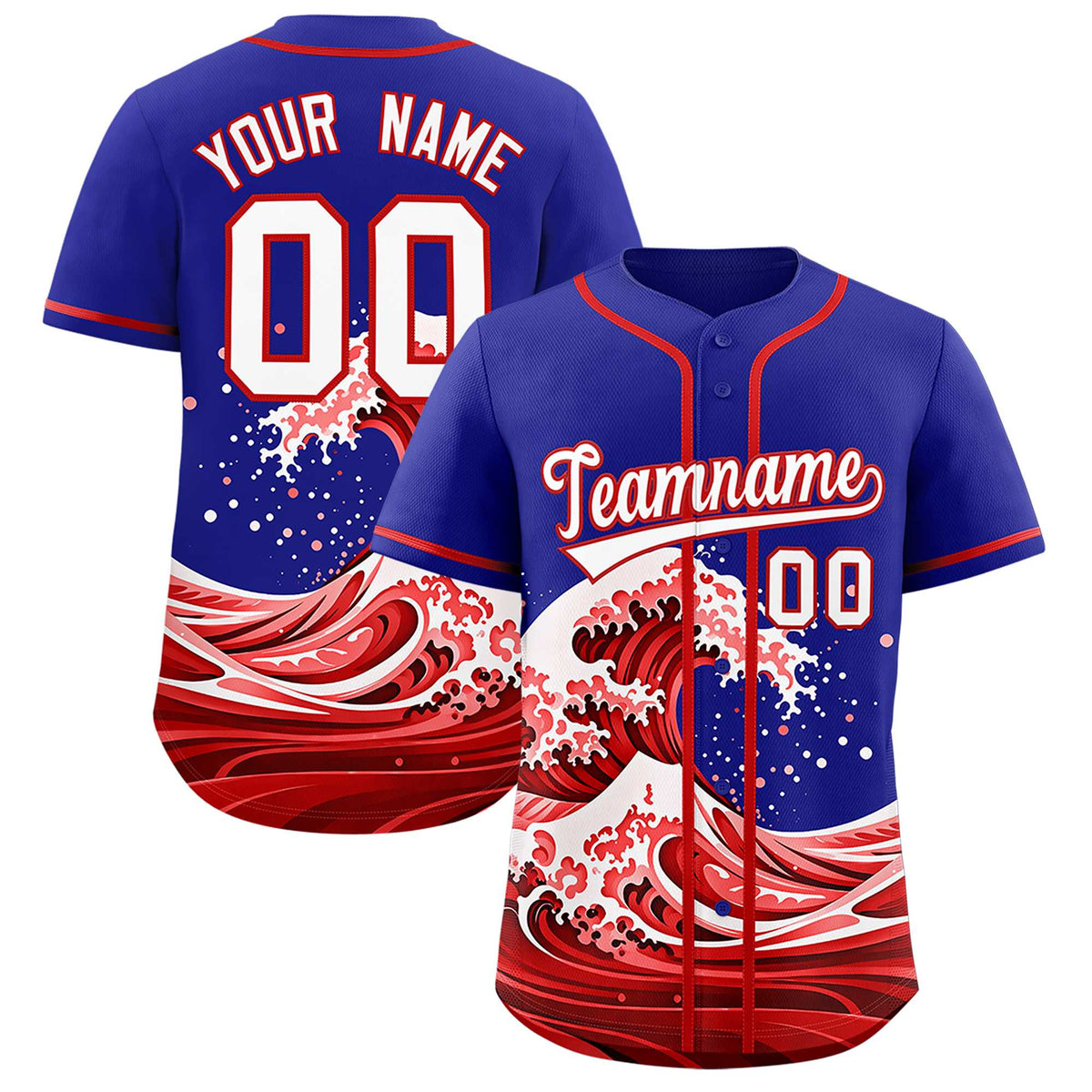 Custom Royal Wave Graffiti Pattern Authentic Baseball Jersey| KXKSHOP