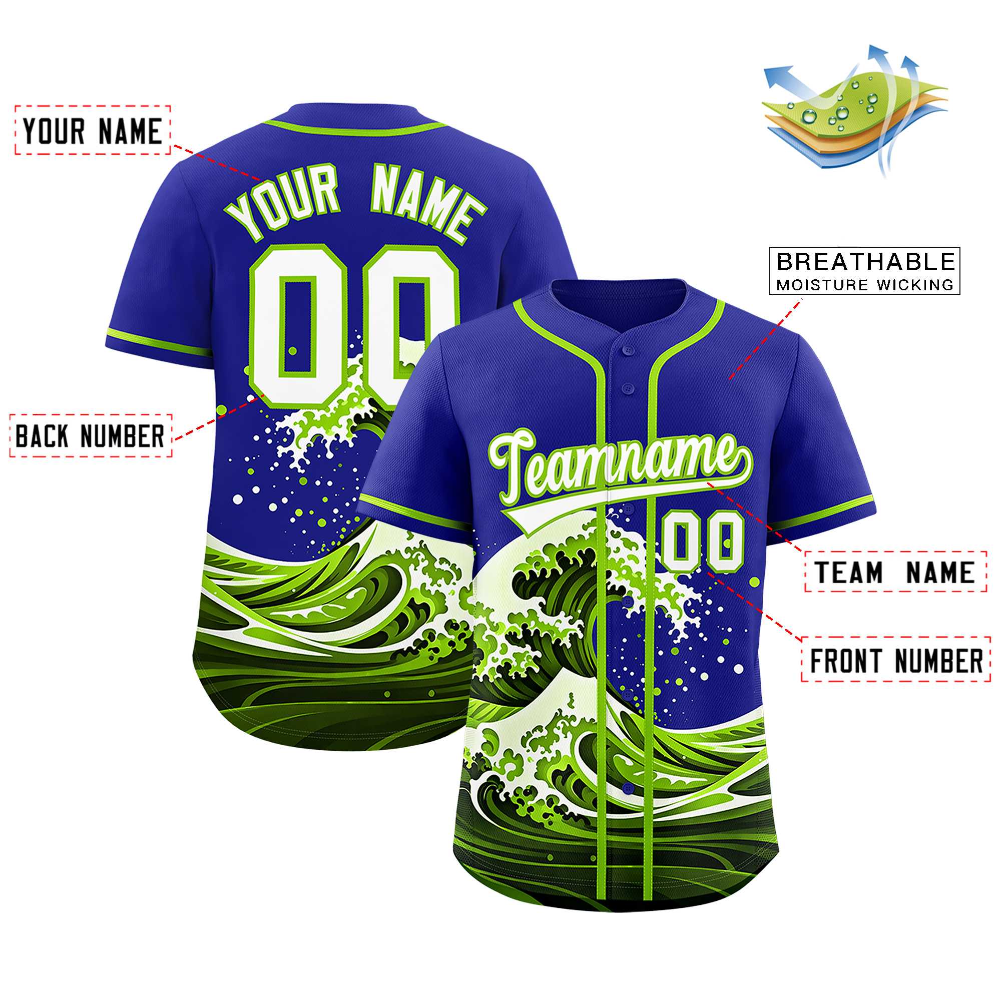 Custom Royal Wave Graffiti Pattern Authentic Baseball Jersey | KXKSHOP