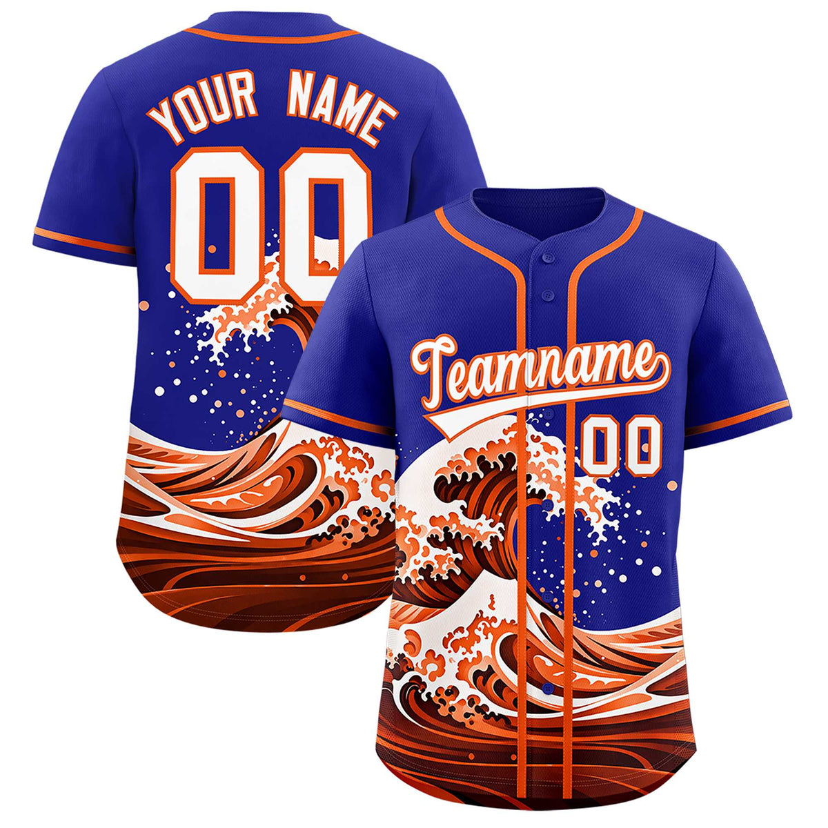 Custom Royal Wave Graffiti Pattern Authentic Baseball Jersey| KXKSHOP