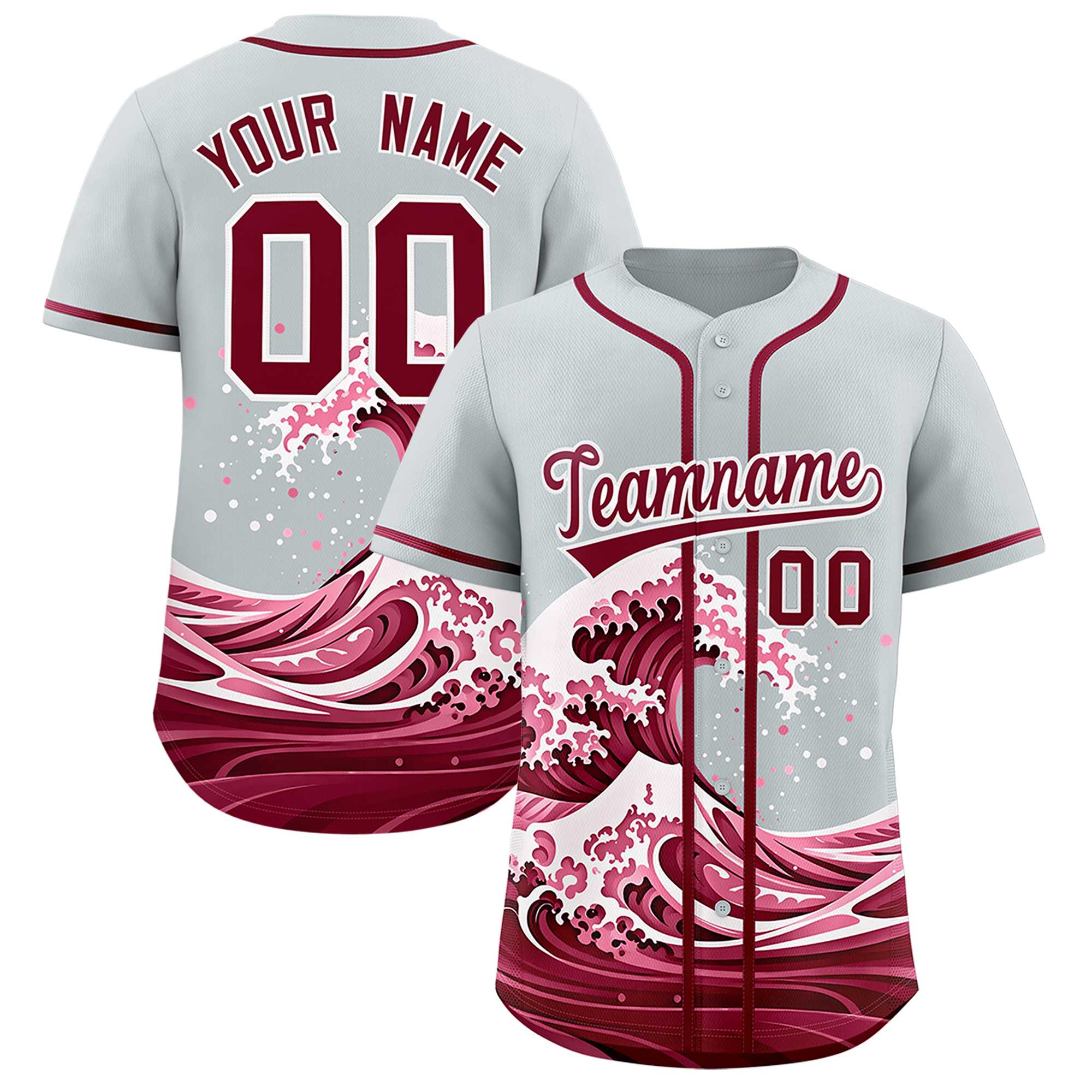 Custom Silver Wave Graffiti Pattern Authentic Baseball Jersey| KXKSHOP