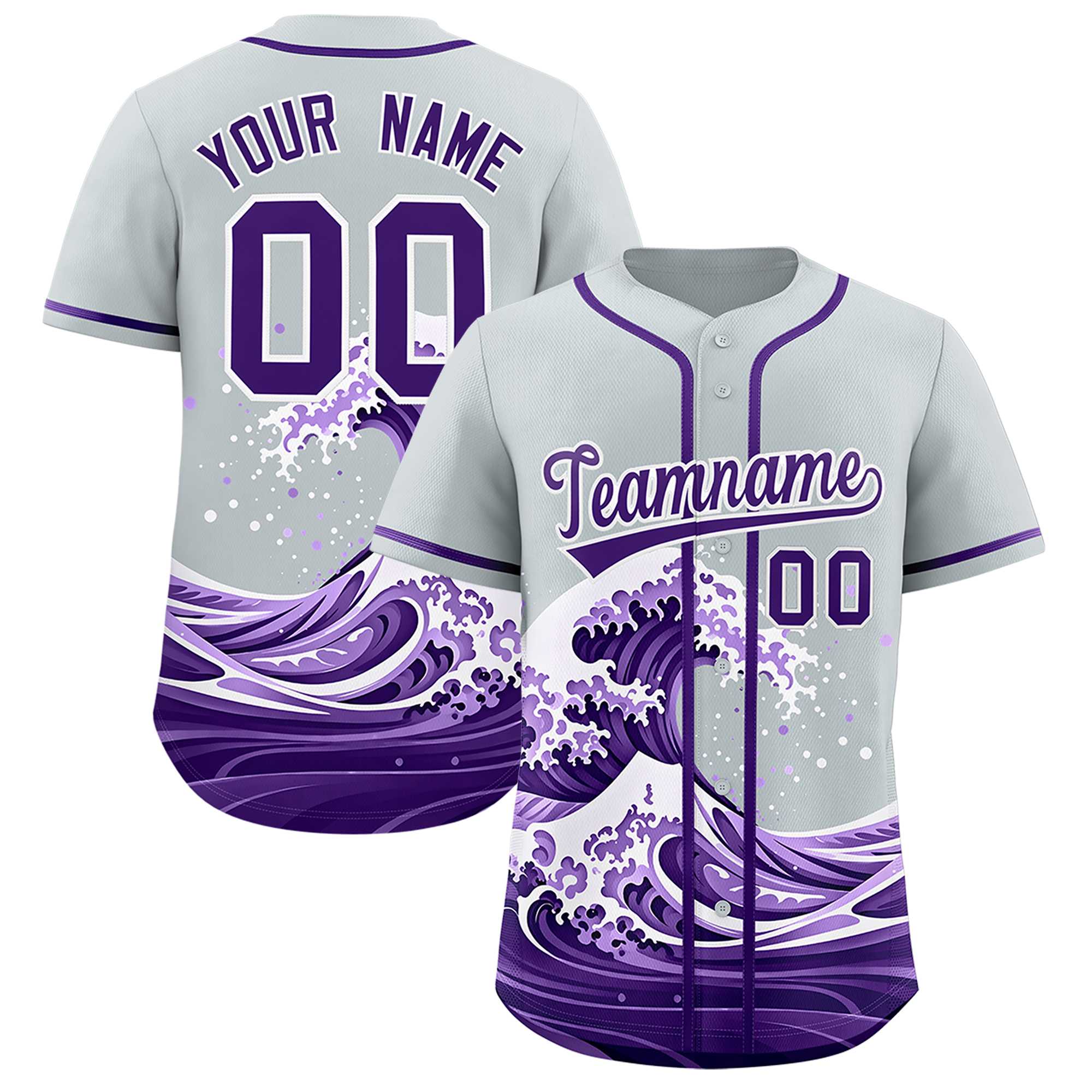 Custom Silver Wave Graffiti Pattern Authentic Baseball Jersey| KXKSHOP