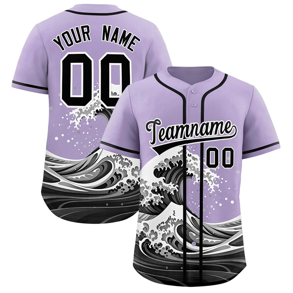 Custom Light Purple Wave Graffiti Pattern Authentic Baseball Jersey| KXKSHOP