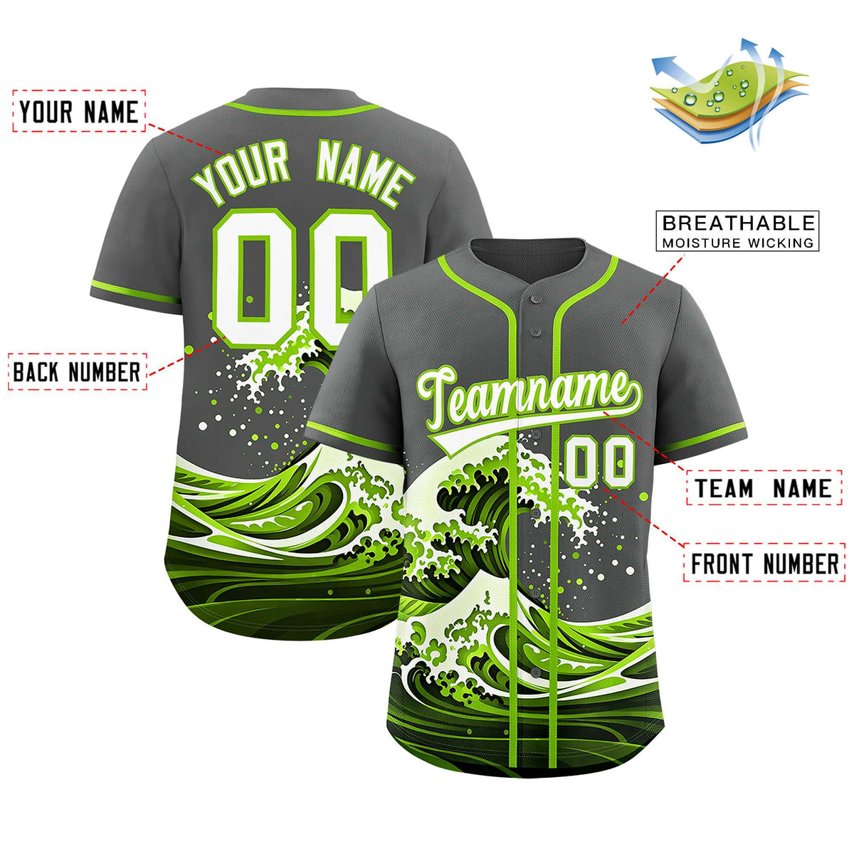 Custom Gray Wave Graffiti Pattern Authentic Baseball Jersey| KXKSHOP