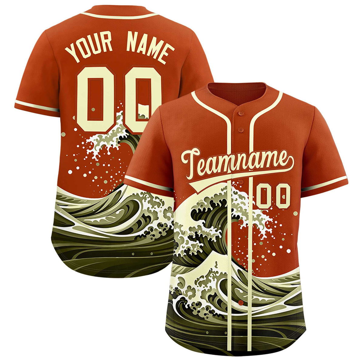 Custom Texas Orange Wave Graffiti Pattern Authentic Baseball Jersey| KXKSHOP
