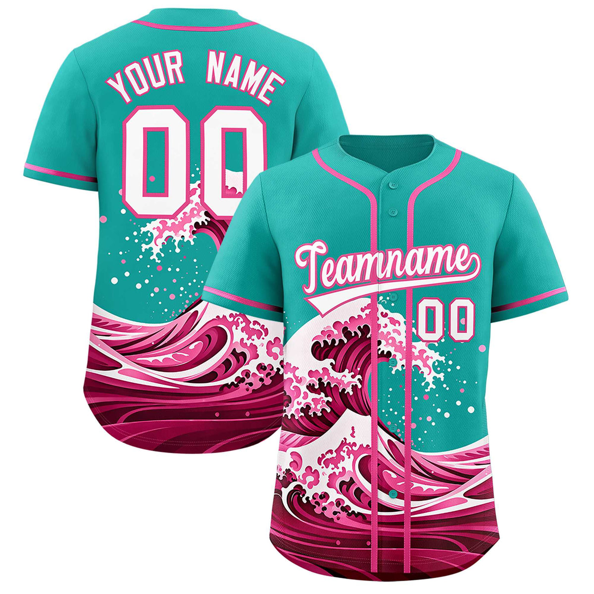 Custom Aqua Wave Graffiti Pattern Authentic Baseball Jersey| KXKSHOP