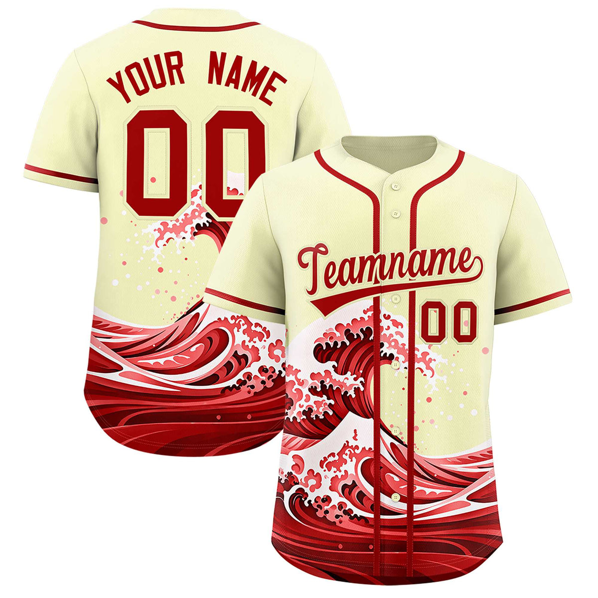 Custom Cream Wave Graffiti Pattern Authentic Baseball Jersey| KXKSHOP