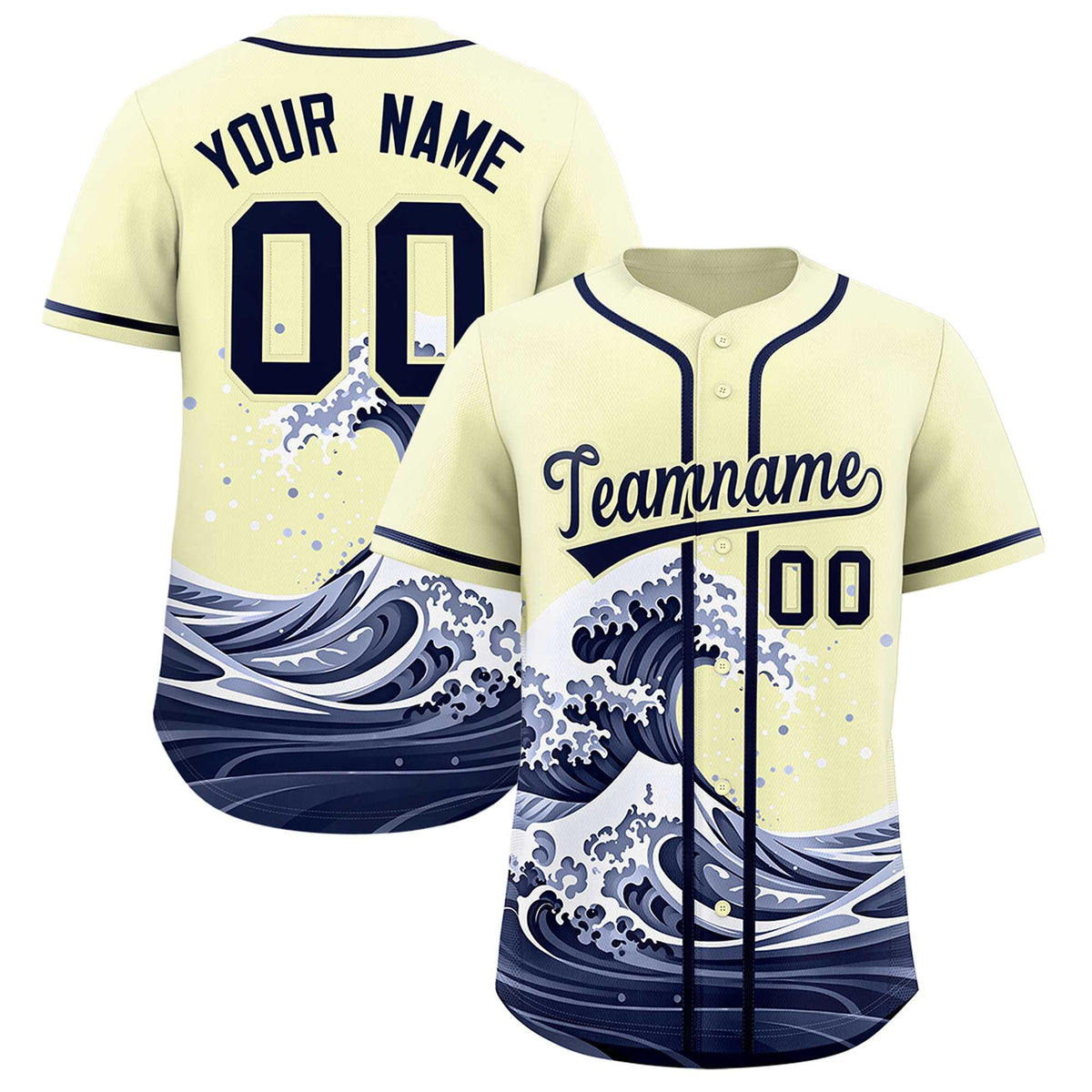 Custom Cream Wave Graffiti Pattern Authentic Baseball Jersey| KXKSHOP