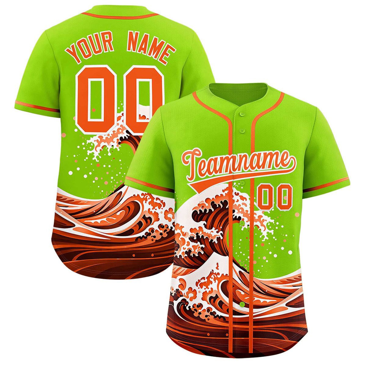 Custom Neon Green Wave Graffiti Pattern Authentic Baseball Jersey| KXKSHOP