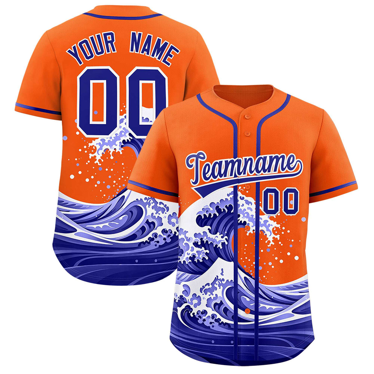 Custom Orange Wave Graffiti Pattern Authentic Baseball Jersey| KXKSHOP